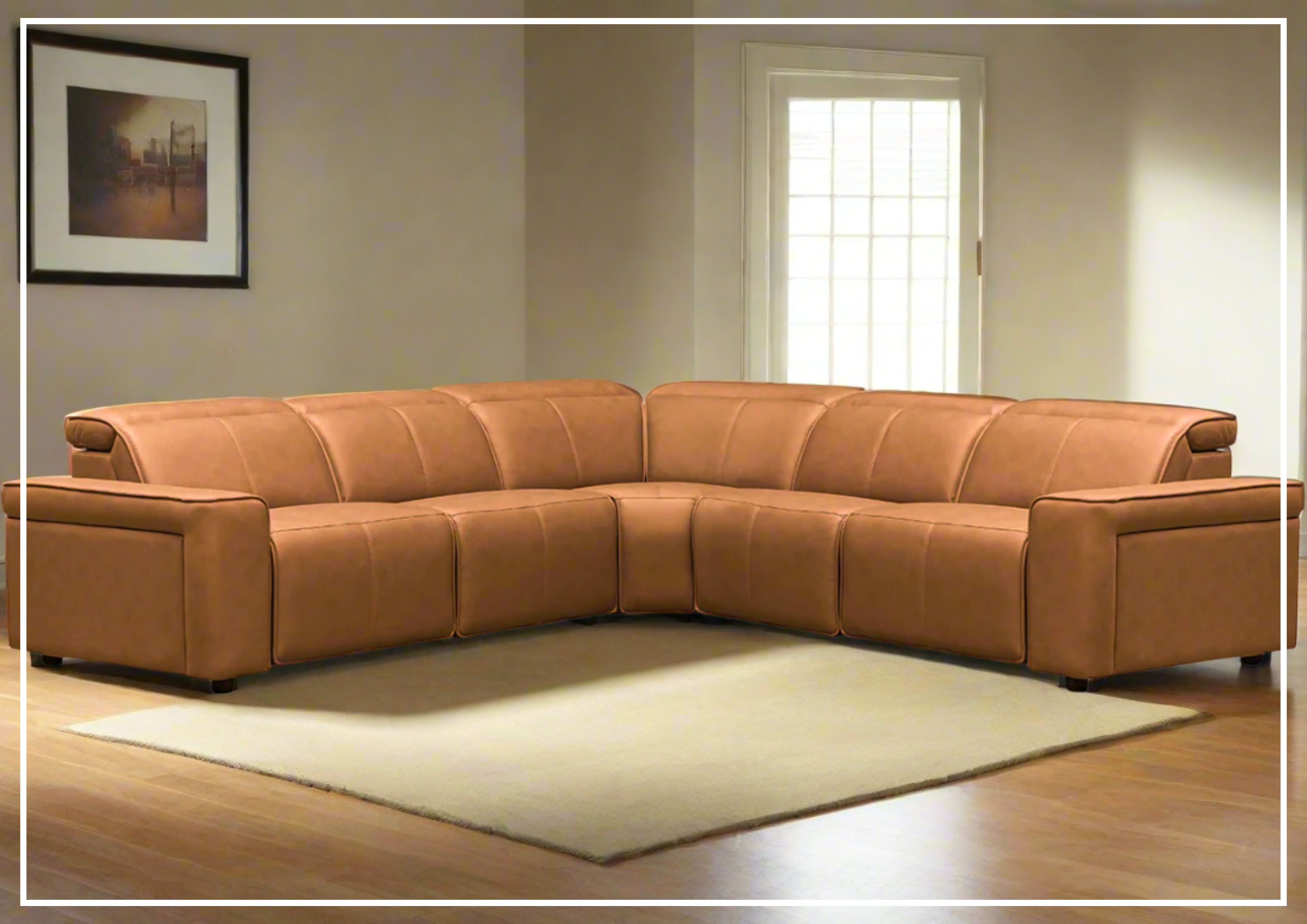 Klaussner Leonardo 6-Piece Power Recliner Sectional Sofa Set with USB Charging - Modern L-Shaped Living Room Furniture for Home Theater & Family Gatherings