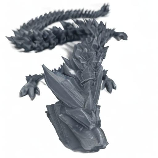 3D Printed Crystal Dragon Toy - Rotatable & Poseable Joints for Stress Relief - Articulated Dragon Action Figure for Kids & Adults (21.7in Gray) - Perfect for Desk Decor, Gift Giving & Anxiety Relief