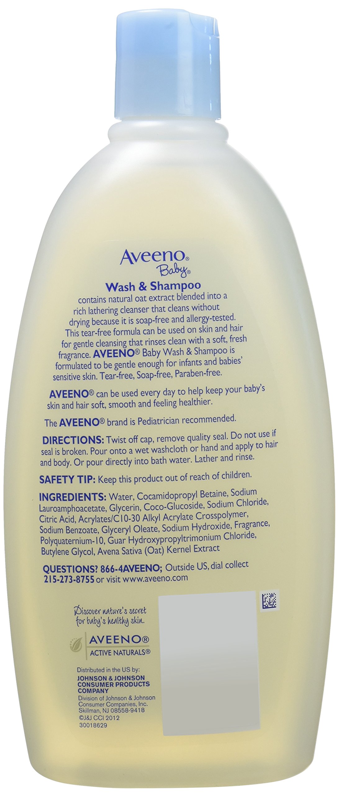 Aveeno Baby Wash & Shampoo - Tear-Free Gentle Cleanser for Newborns & Infants - 18 Fl Oz (2-Pack) - Perfect for Bath Time & Sensitive Skin Care