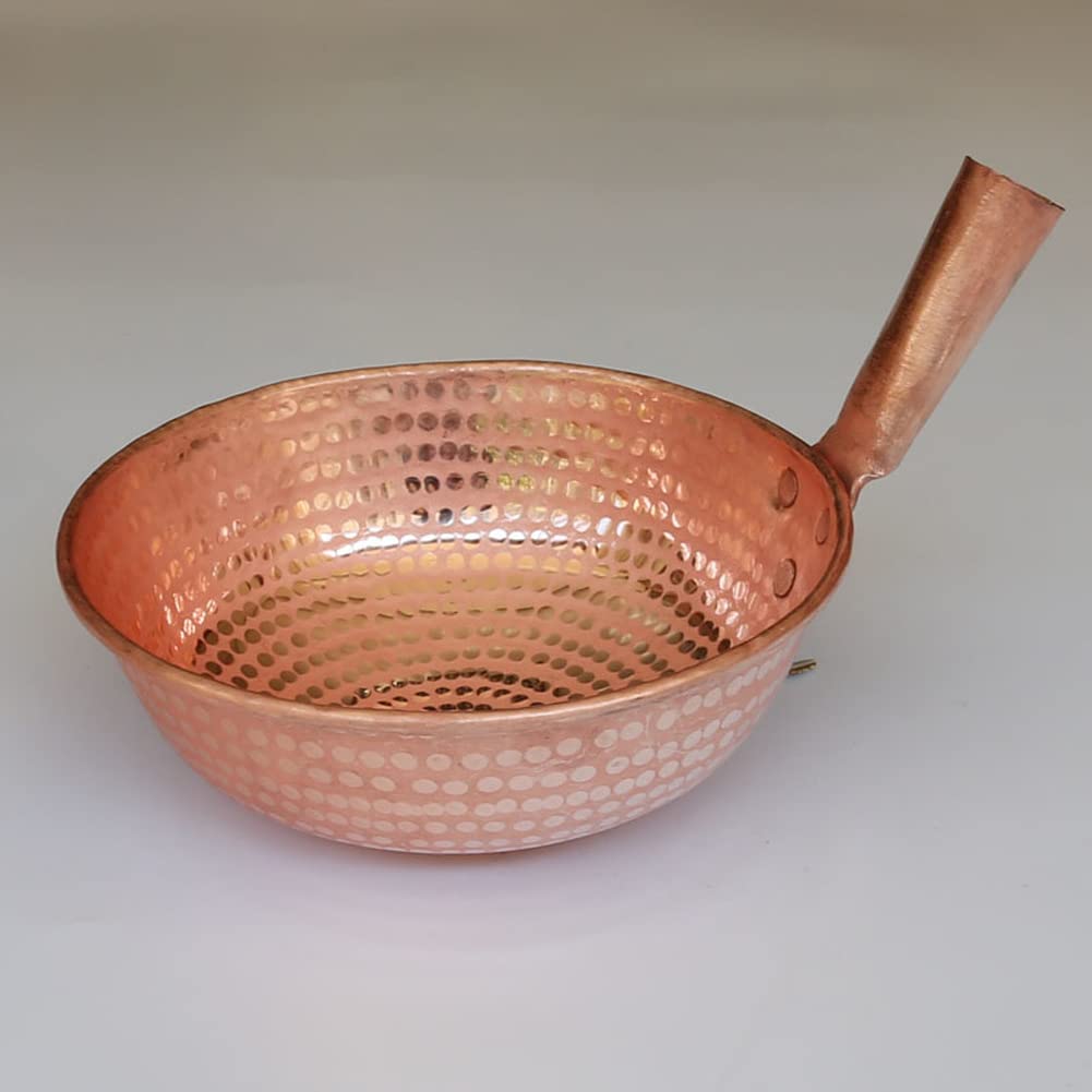 Handmade Pure Copper Small Pot - Thick Round Bottom for Rice Noodles, Soup & Cooking | Durable Copper Cookware for Asian Cuisine, Home Kitchen & Restaurant Use