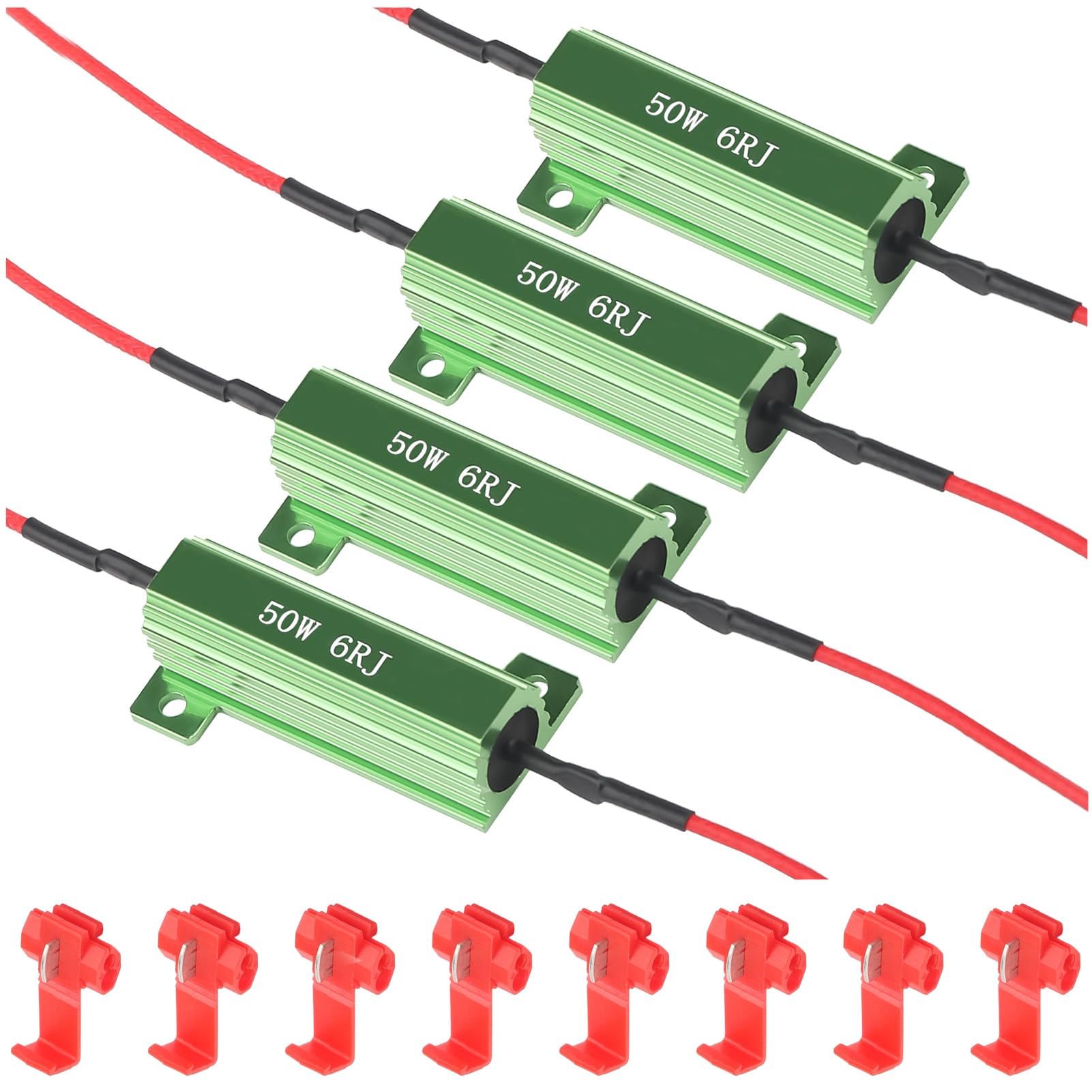 4pcs 50W 6 Ohm Load Resistors for LED Turn Signal Lights - LED Load Resistor Kit to Fix Hyper Flash & Fast Blinking Error - Compatible with Cars, Trucks, Motorcycles - Easy DIY Installation for Turn Signal Bulb Upgrades