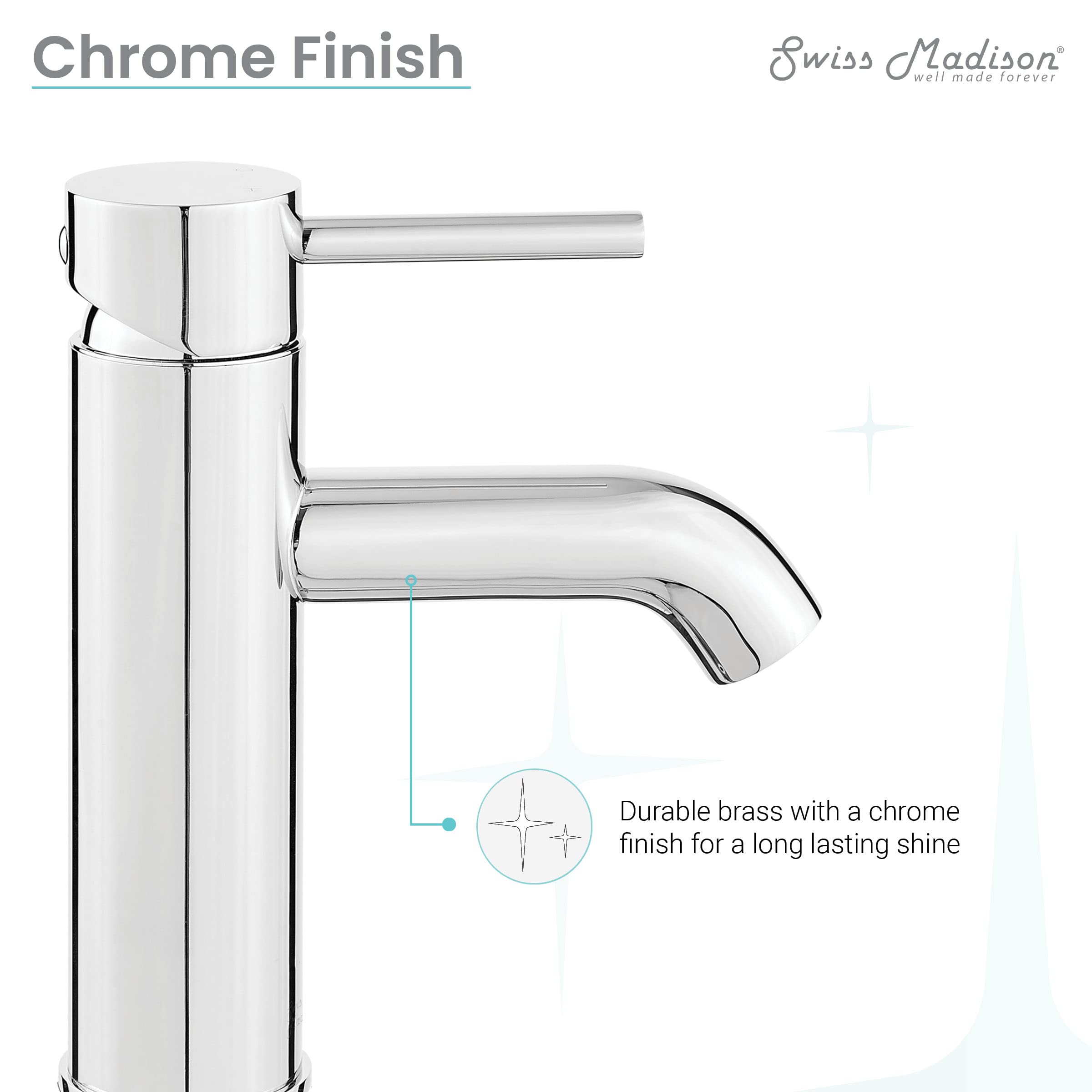 Chrome Ivy Single Hole Single Handle Bathroom Faucet - Modern Water-Saving Design for Sink, Vanity, and Powder Room