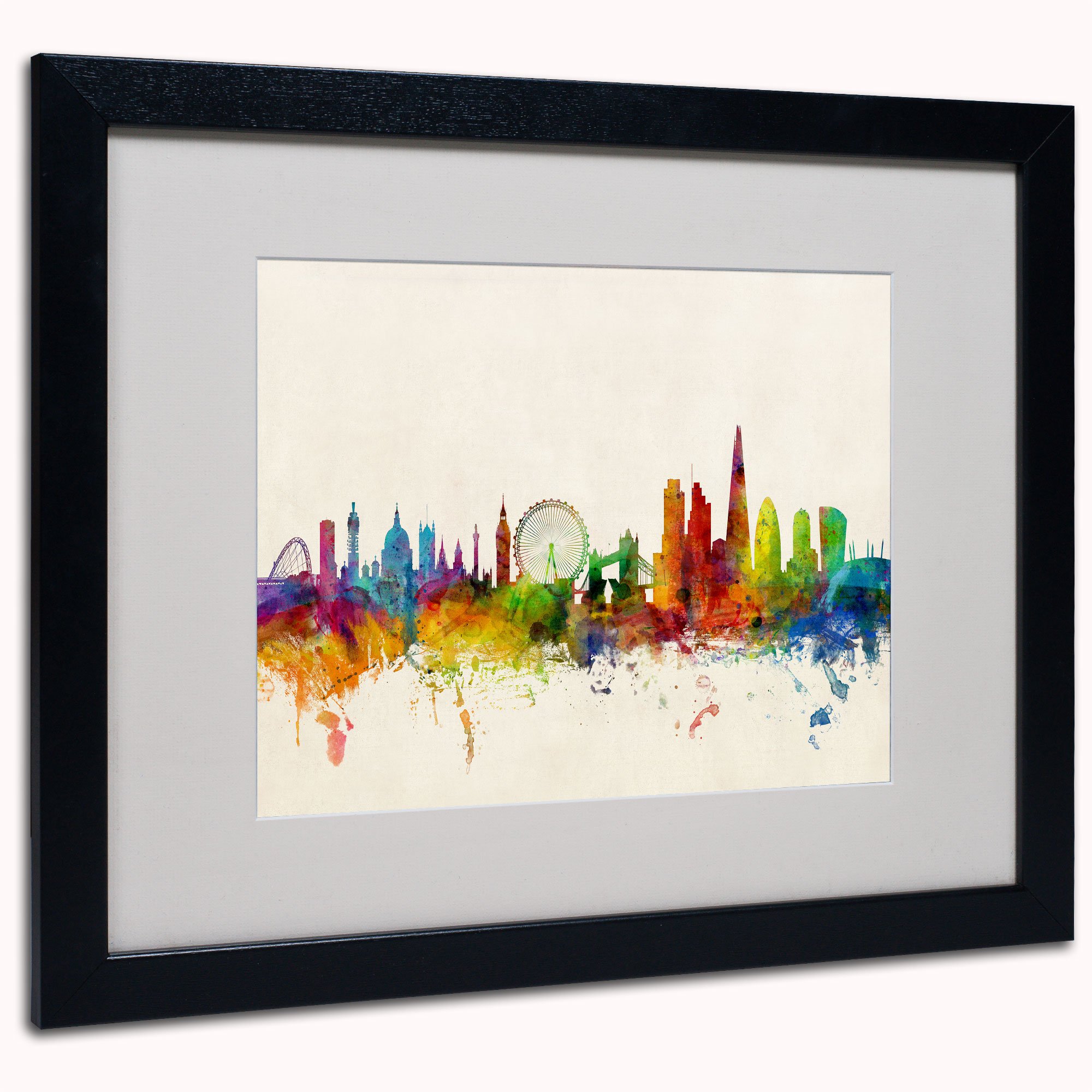 Michael Tompsett London England Skyline VII Canvas Art Print - 16x20 Inches with Black Frame - Perfect for Home, Office & Living Room Decor