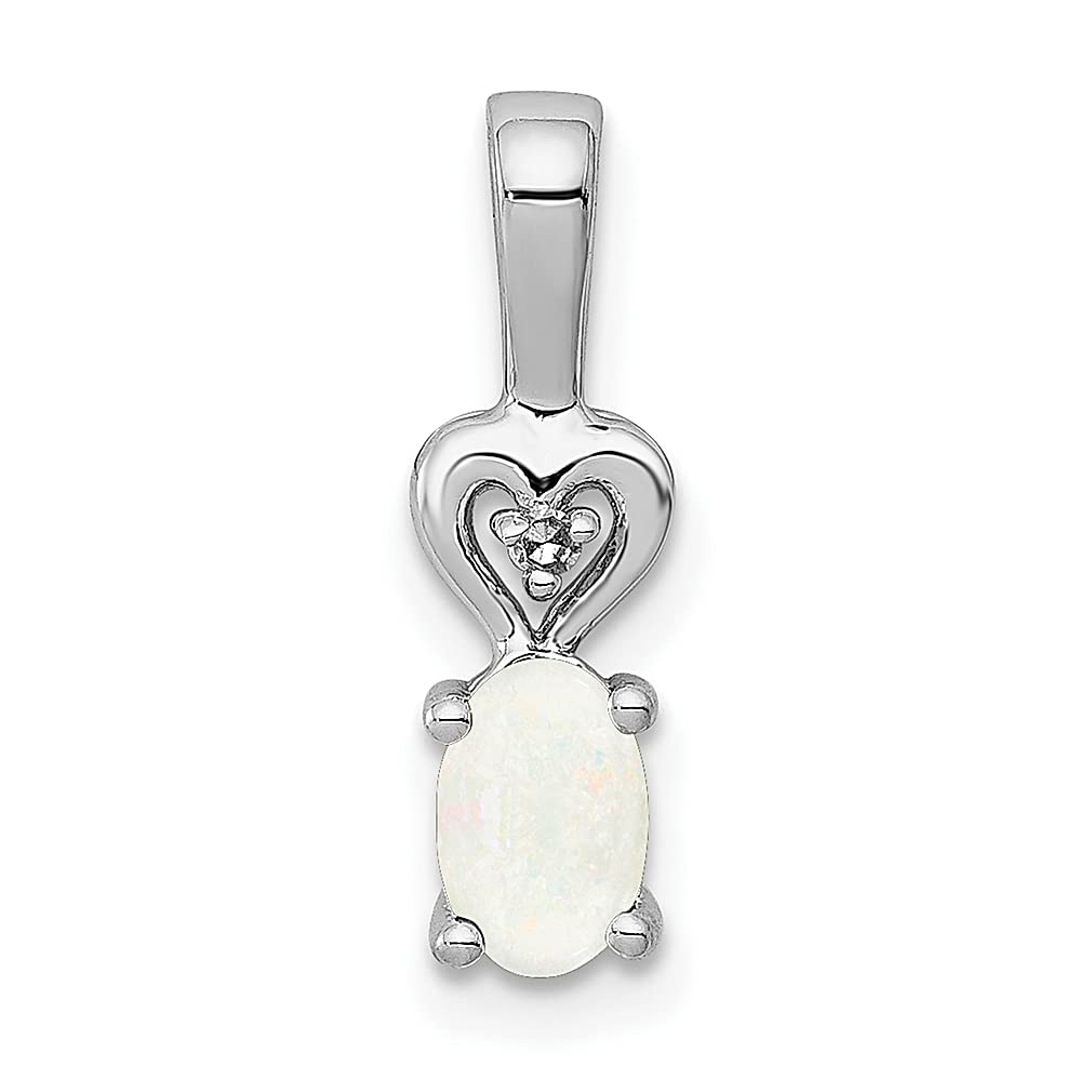 925 Sterling Silver Created Opal & Diamond Pendant Necklace - October Birthstone Jewelry for Women | Elegant Gift for Her | Perfect for Birthdays, Anniversaries & Special Occasions