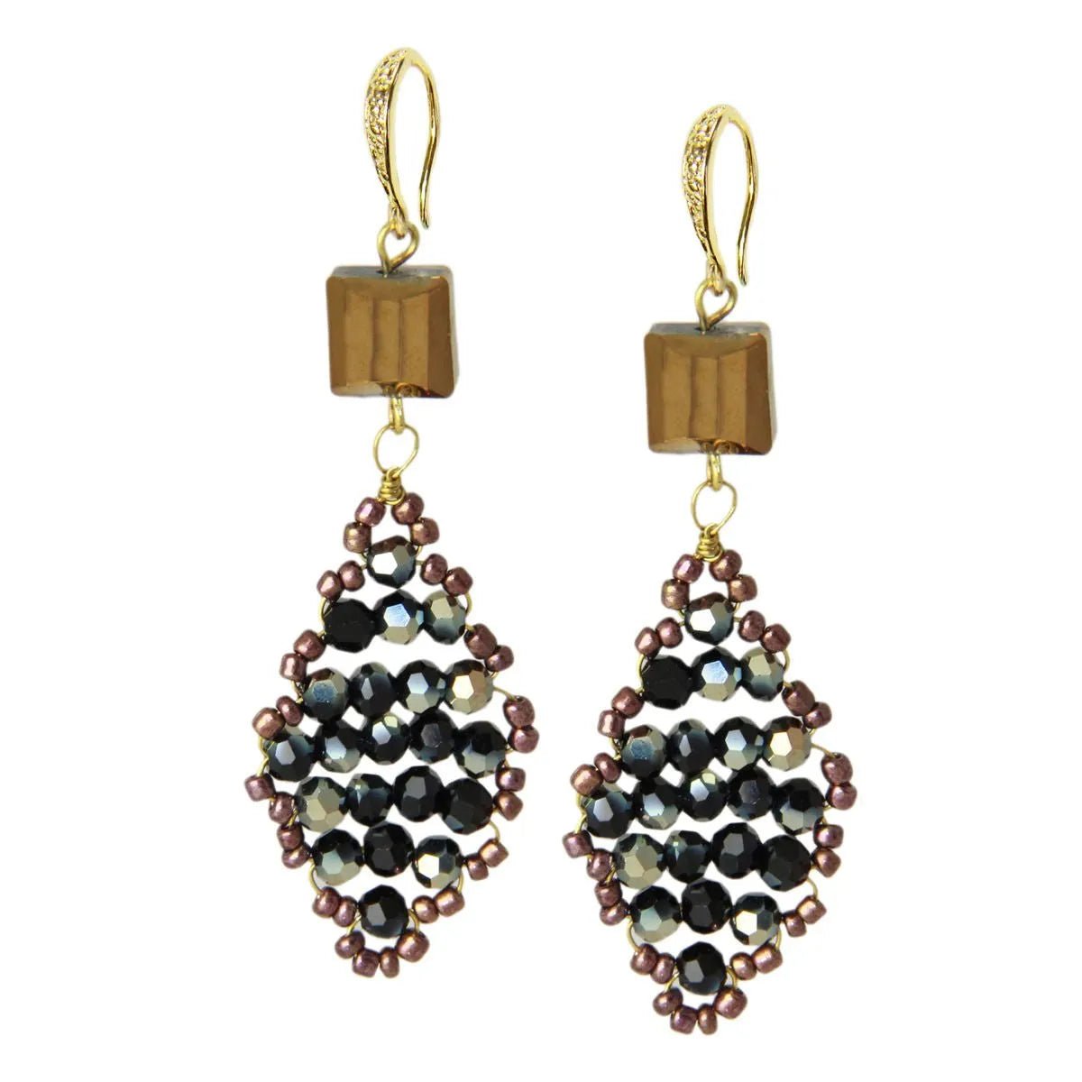 Exquisite Hand-Beaded Diamond Drop Earrings for Women | Elegant Dangle Jewelry for Parties, Weddings & Special Occasions