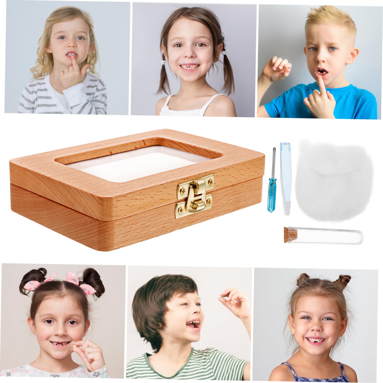 TOYANDONA Wooden Baby First Tooth Keepsake Box - Tooth Holder Organizer for Kids, Memory Box for Lost Teeth - Perfect for Baby Shower Gifts & Childhood Memorabilia Storage