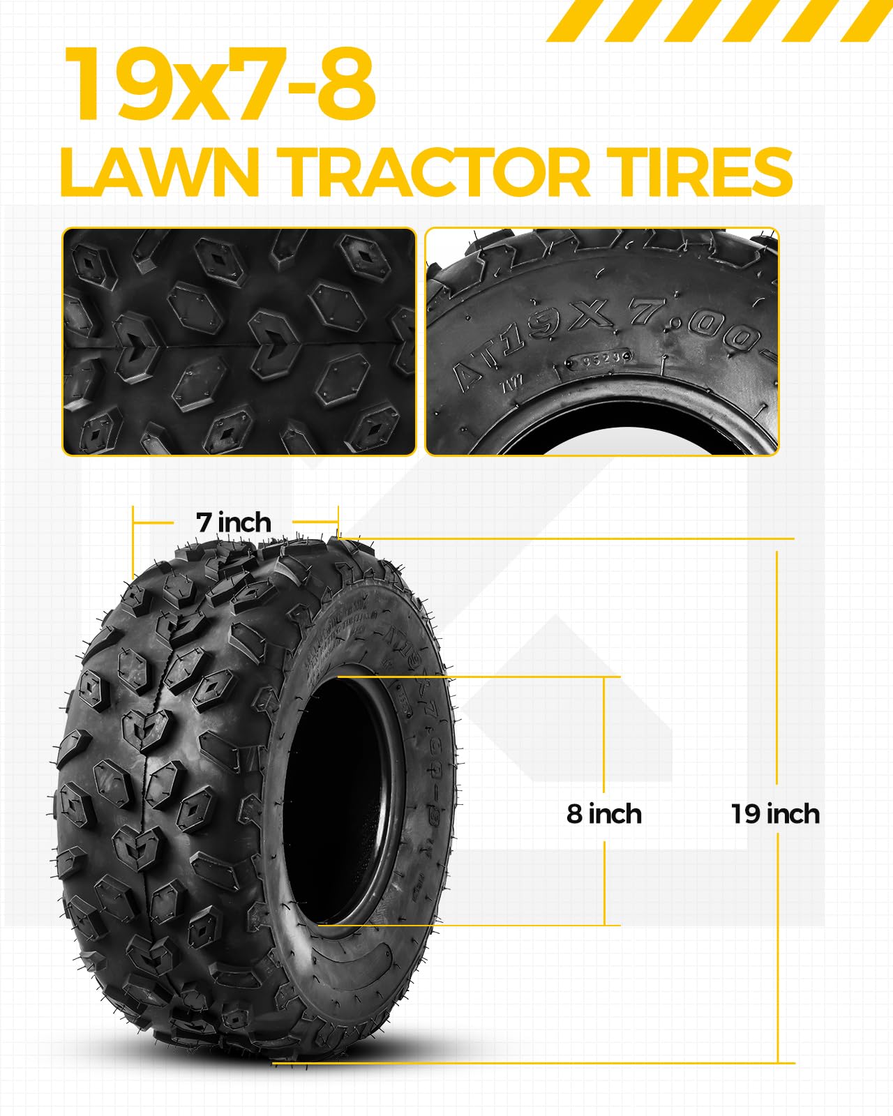 KYX 19x7-8 ATV/UTV Tires - Set of 2 Tubeless 4-Ply Tires for Go Kart, Racing, Four Wheeler, Quad & Mini Bike | All-Terrain Performance for Street, Mud, Sand & Off-Road Trails | Perfect for Adventure Riding & Off-Road Racing