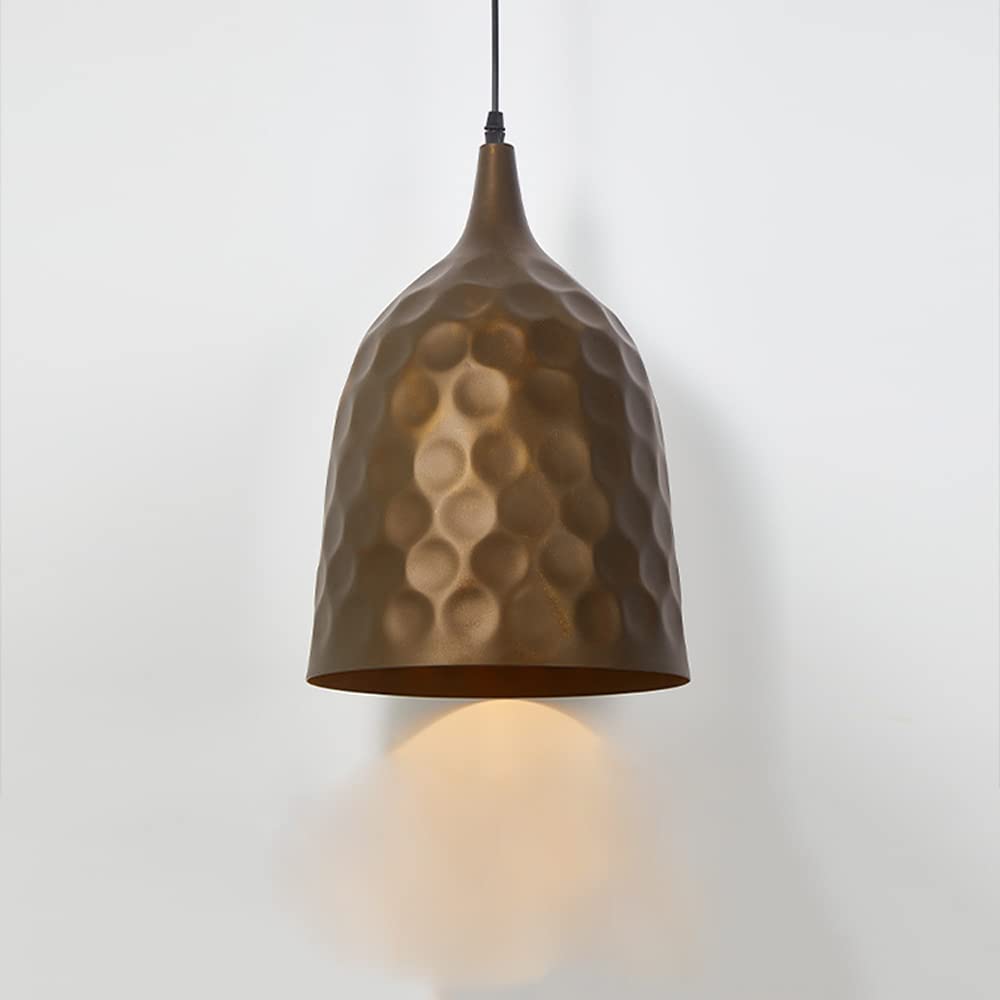 Modern Industrial Pendant Light - 1-Light Brown Metal Chandelier with E27 Socket for Kitchen Island, Dining Room, Living Room & Balcony | Durable Hanging Ceiling Fixture for Restaurant, Corridor & Home Decor