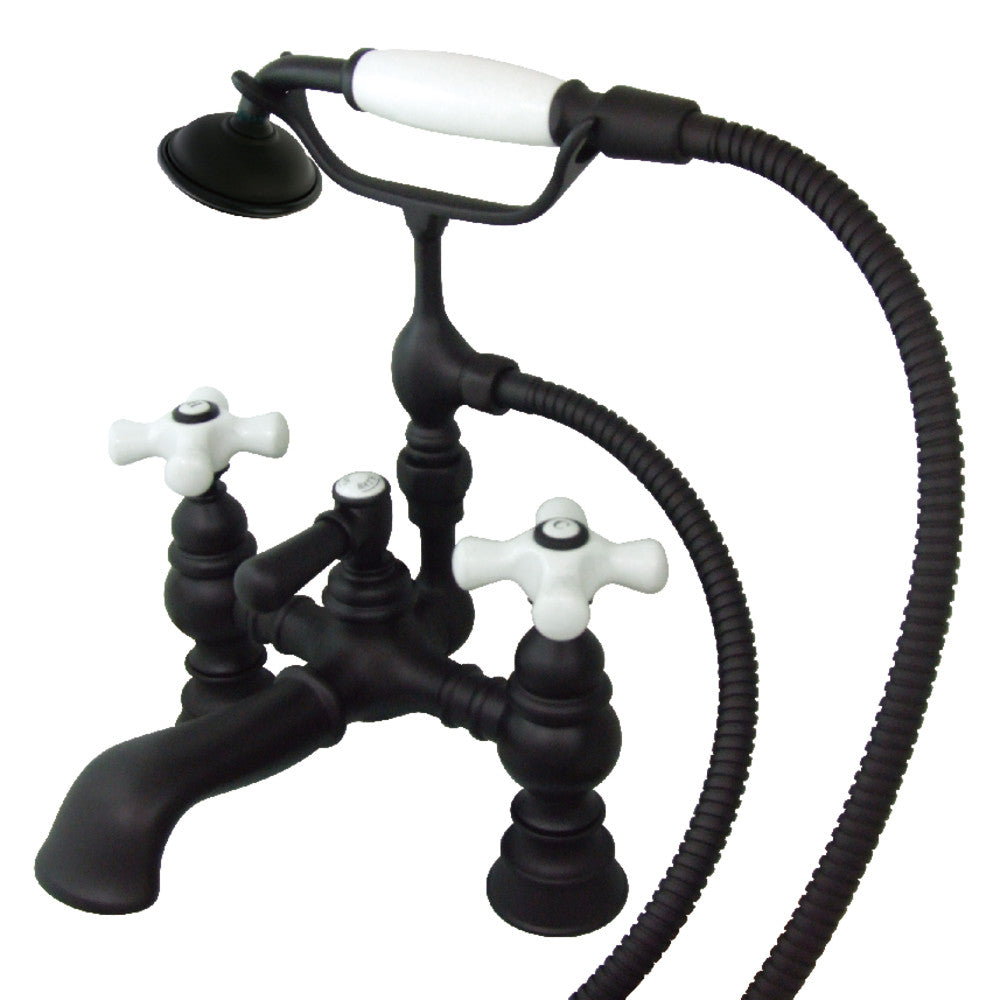 Kingston Brass CC1160T5 Vintage 7-Inch Deck Mount Bathtub Faucet with Hand Shower - Perfect for Classic Bathroom Renovations & Spa-Like Showers