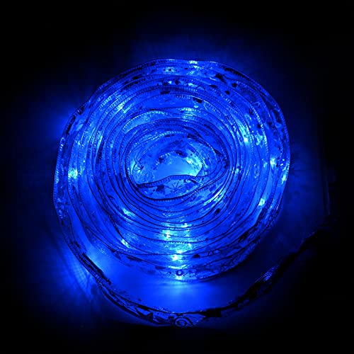 DOHAPPYS 13ft 40LED Shining Ribbon Fairy Lights - Blue Christmas Tree Lights for Indoor Outdoor Holiday Decorations, DIY Party, Wedding, Garden & Home Decor