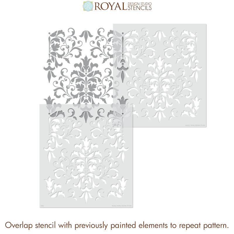 Foliate Damask Wall Stencil - Reusable DIY Painting Template for Home Decor, Wall Art, and Furniture Makeover | Perfect for Bedroom, Living Room, and Nursery Accent Walls