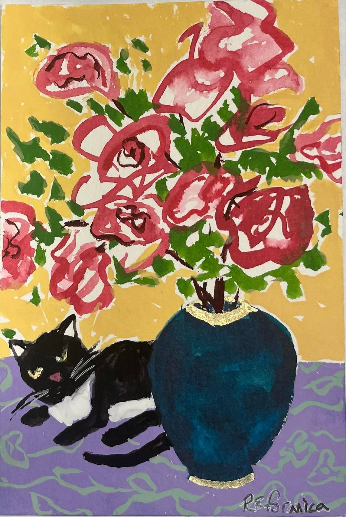 Ruth Formica Black Cat Painting Notecard Set - Handmade Greeting Cards for Halloween, Birthday & Thank You Notes - Perfect for Cat Lovers & Stationery Enthusiasts