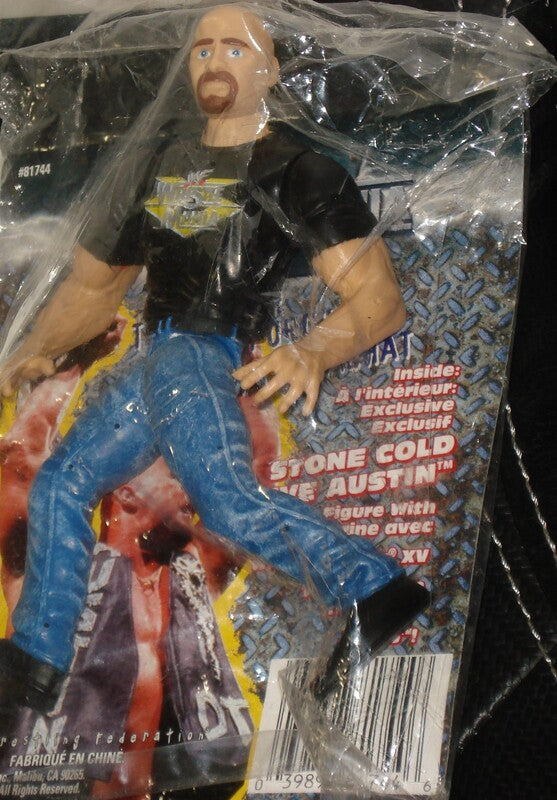 WWF Jakks Pacific WrestleMania XV Stone Cold Steve Austin Action Figure - KB Toys Exclusive with Alternate Cardback - 2000 Collectible Wrestling Toy for Display & Play