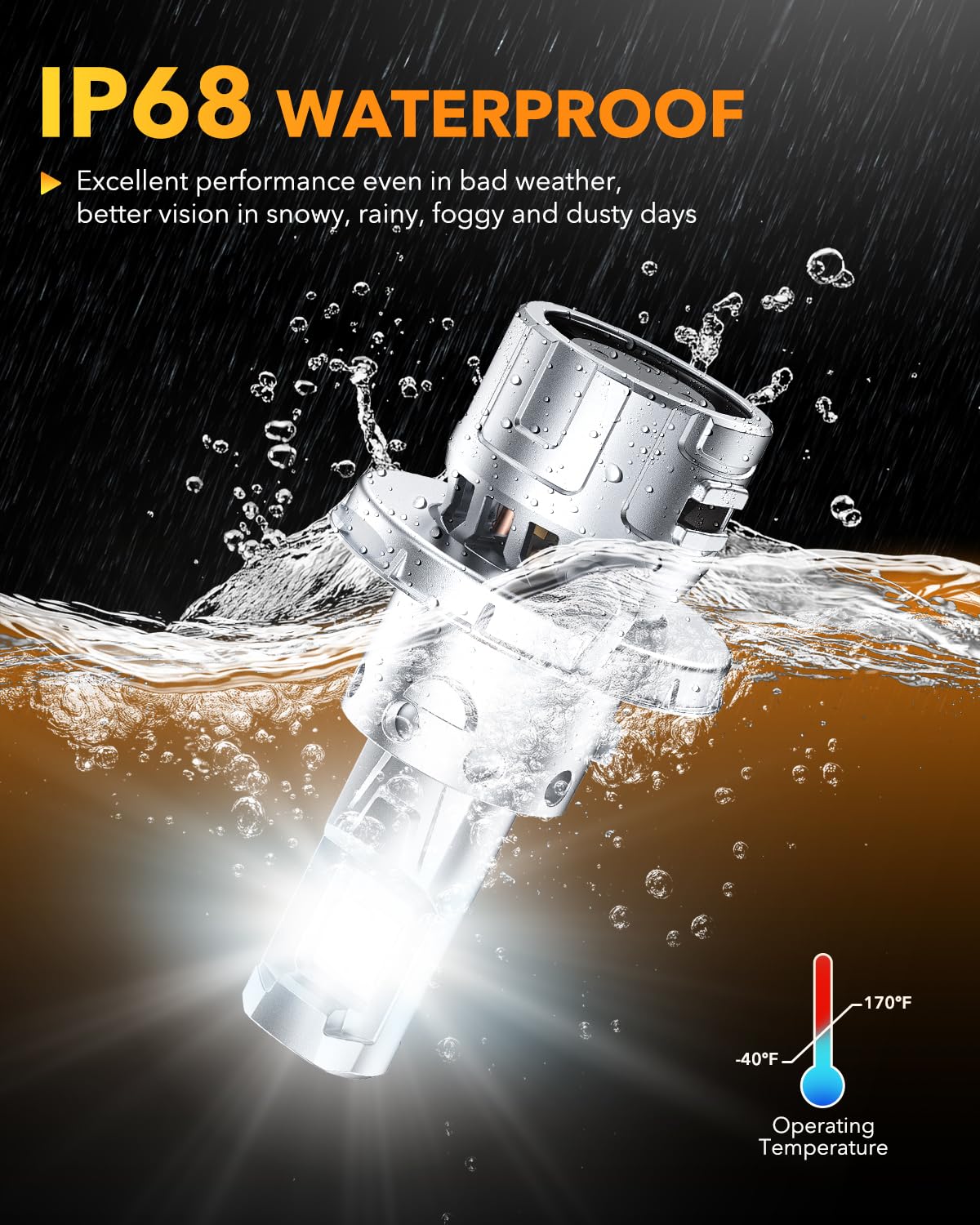 OXILAM Upgraded H13 9008 LED Light Bulbs - 1000% Ultra Bright 6500K White Fog Lights - Dual Beam with Cooling Fan - IP68 Waterproof Halogen Replacement Bulbs (Pack of 2) - Perfect for Off-Road Trucks, SUVs & Headlight Upgrades