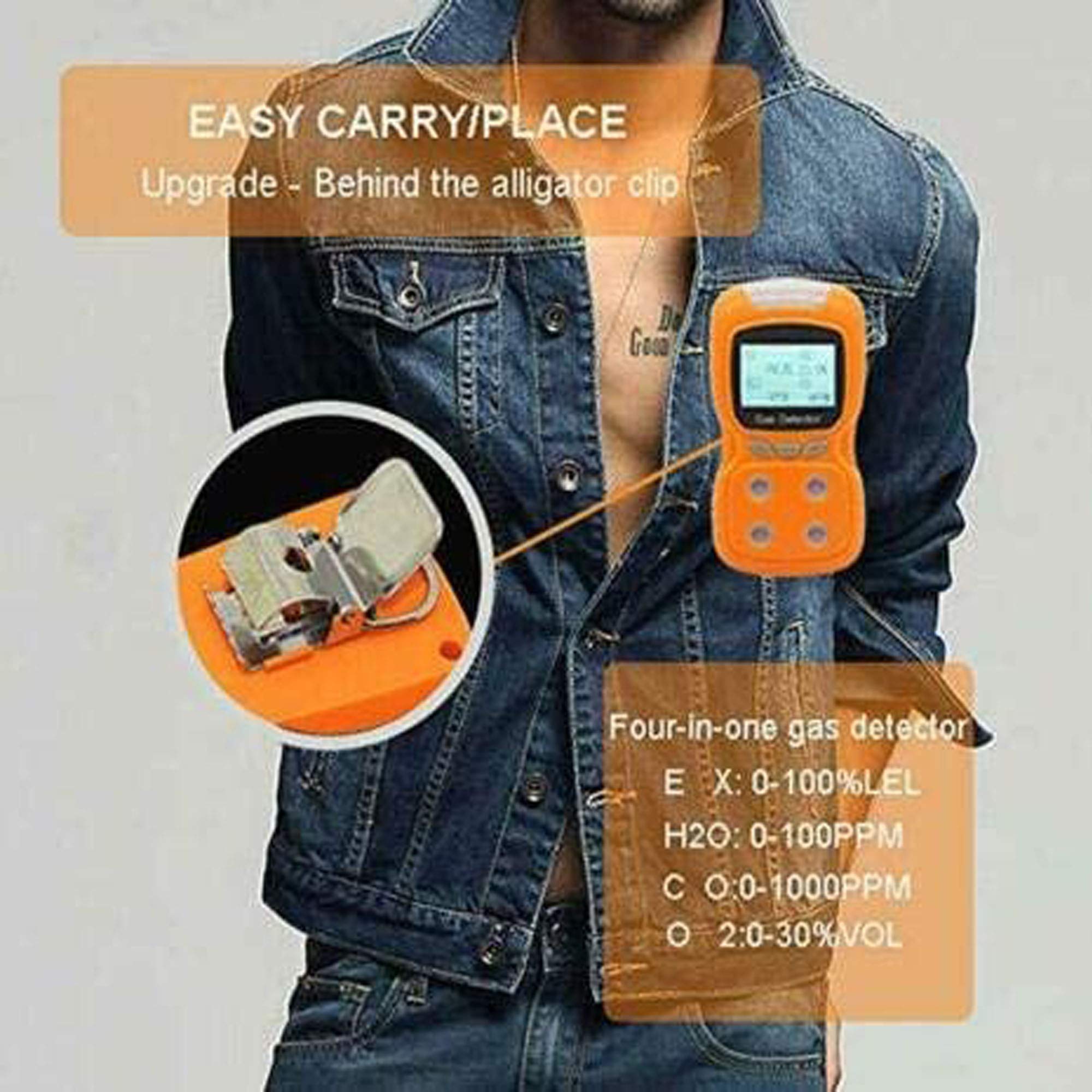 Portable 4-in-1 Combustible Gas Leak Detector - Rechargeable Natural Gas Tester with O2, CO, H2S & LEL Sensors - LCD Display Gas Analyzer for Home Safety & Industrial Use