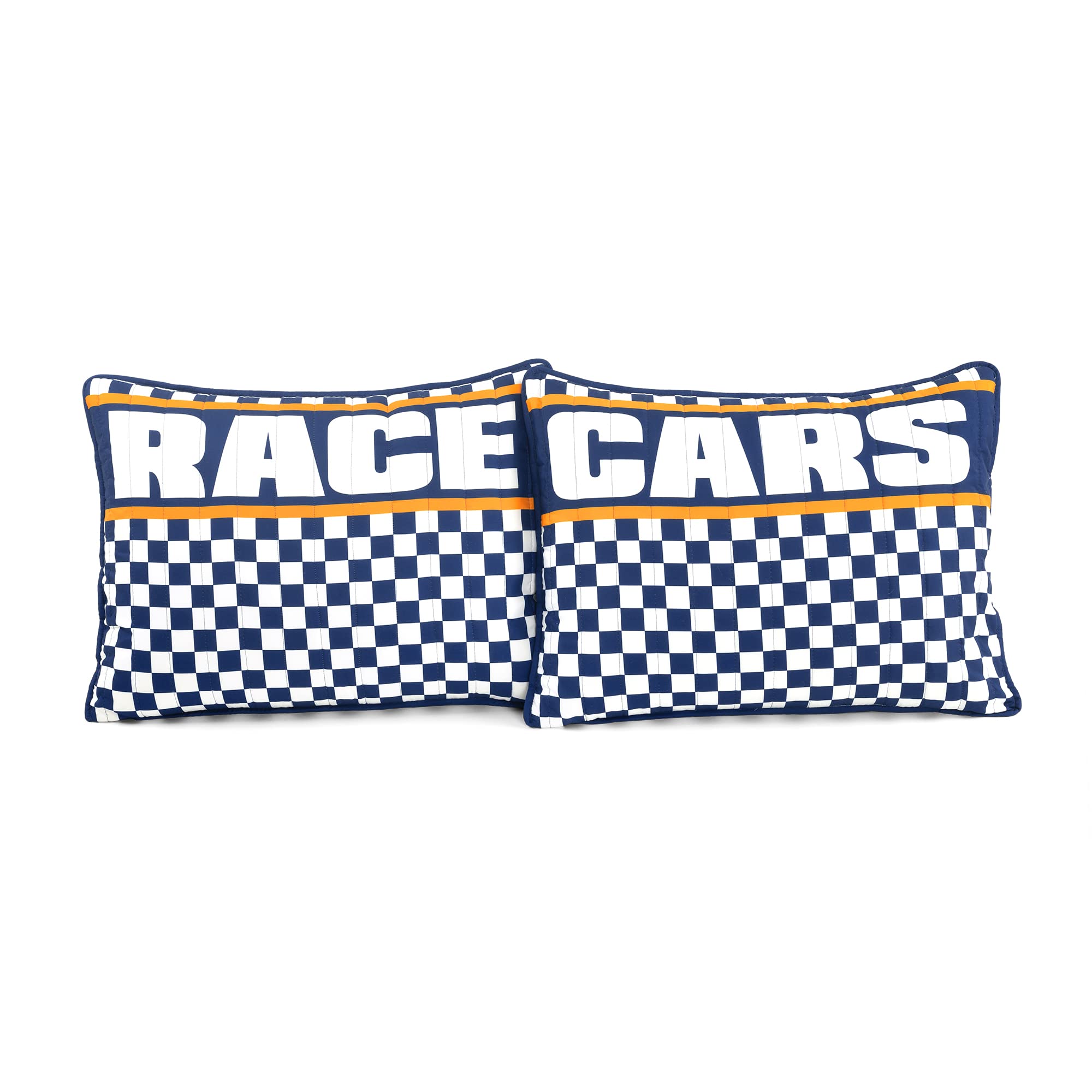 Lush Decor Racing Cars Reversible Quilt Set - Full/Queen Navy for Kids Bedroom