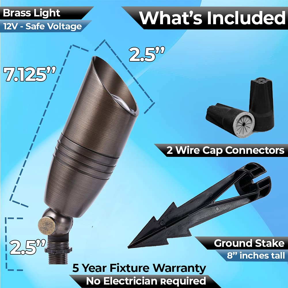 **Outdoor LED Spot Lights - 108W Solid Brass Landscape Lighting for Yard, Garden, Patio, Pool & Deck | Bright, Durable & Energy-Efficient Security Lighting (Bulb Not Included) | Perfect for Highlighting Pathways, Trees & Architectural Features**