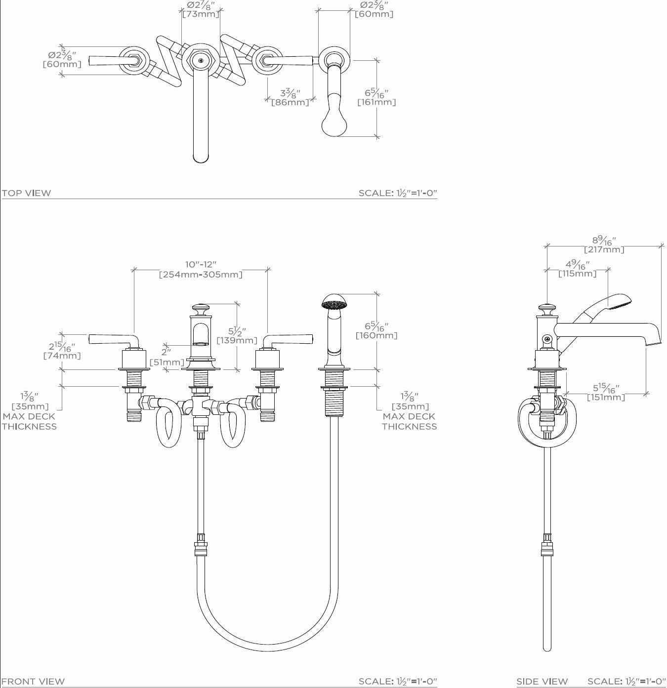 Henry Tub Faucet with Hand Shower in Brushed Nickel - Bathroom Sink Faucet for Bathtub, Shower, and Spa (Waterworks Collection)