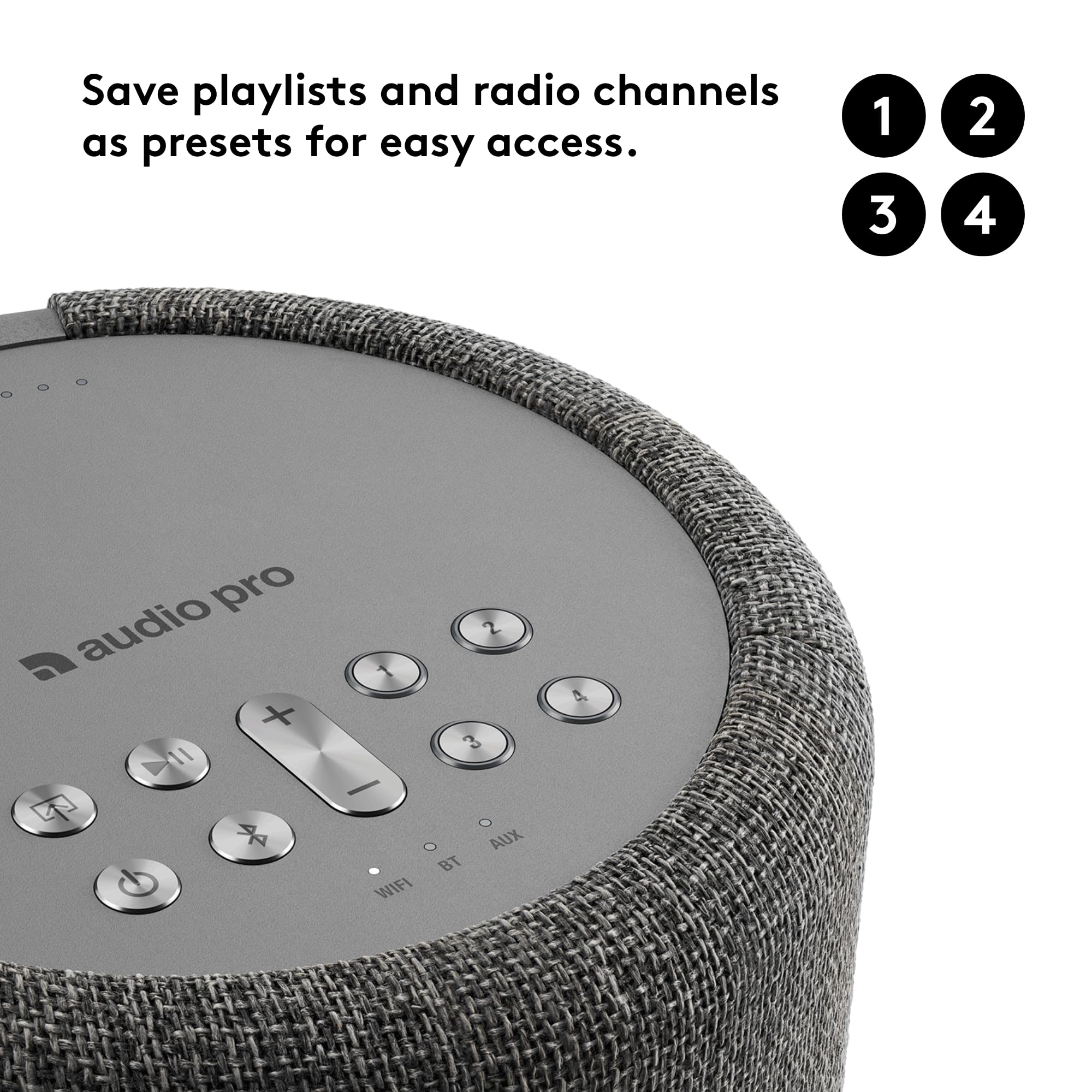 Audio Pro A10 MKII Wireless Bluetooth Speaker - Hi-Fi Sound with WiFi & 3.5mm Input for iPhone, Android, PC - Perfect for Home, Office & Outdoor Use - Dark Grey
