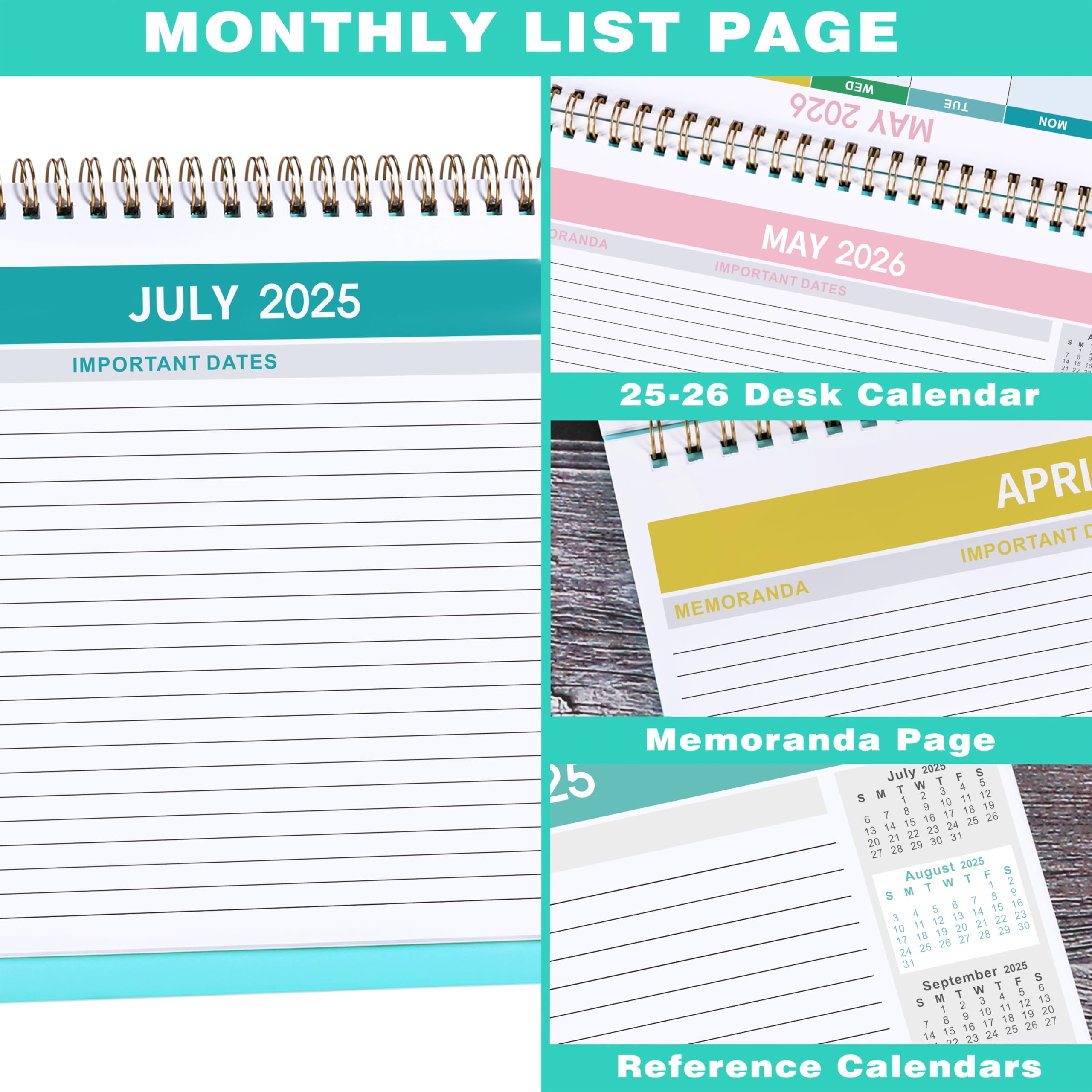 2025-2026 Desk Calendar | July 2025 - December 2026 | 9.8