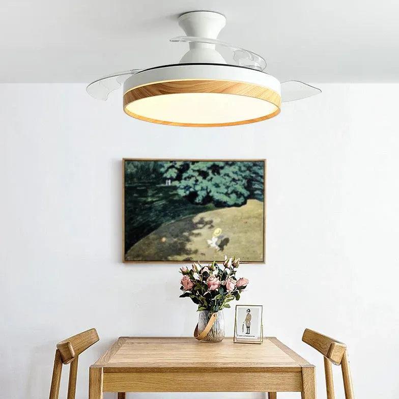 White Table Dining Room Ceiling Fan with Light - Modern Stylish LED Lighting for Home Kitchen & Patio - Perfect for Indoor and Outdoor Dining Areas