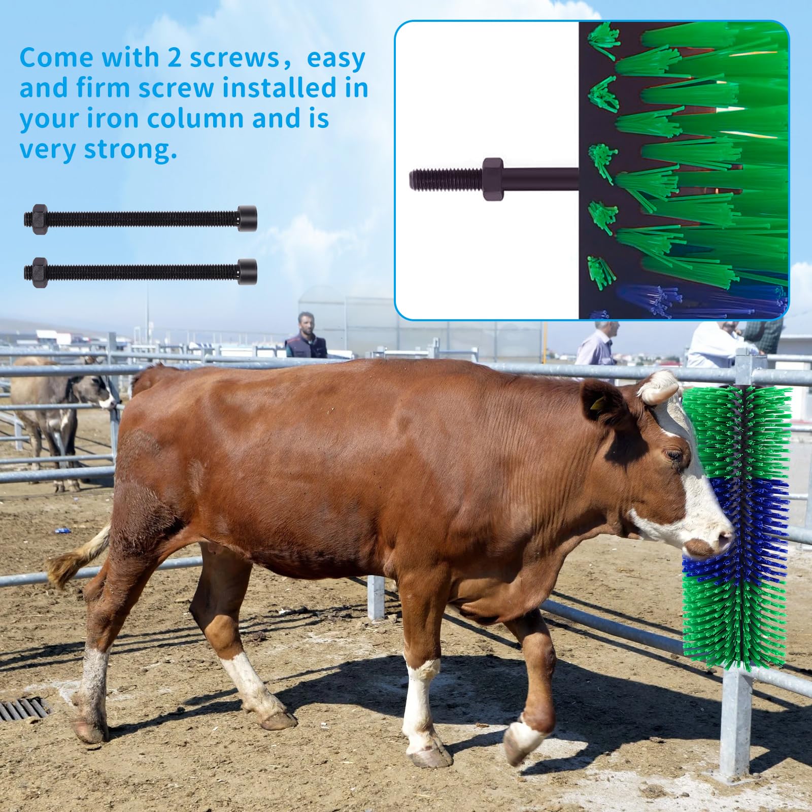 **Livestock Scratch Brushes for Horses, Cows, Sheep & Pigs – Heavy Duty Massage Grooming Brush with Screws – Relieve Itching & Stress – Perfect for Barns, Farms & Stables**