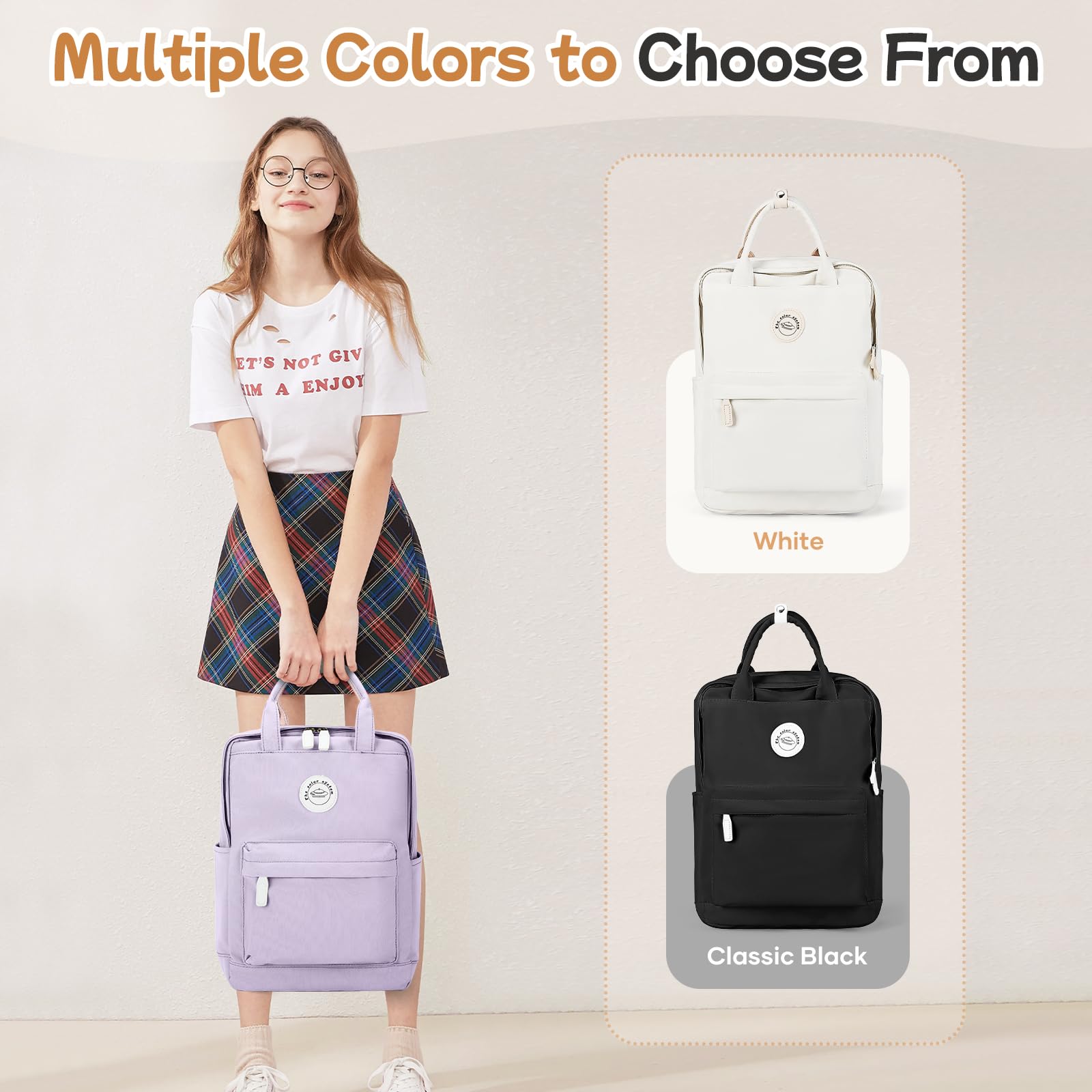 SUWASP Small Waterproof Backpack for Women & Men - Lightweight School Bookbag for Middle/High School & College - Mini Classic Travel Daypack for Teens & Adults - Casual Use for Daily Commute, Hiking & Outdoor Activities - Purple