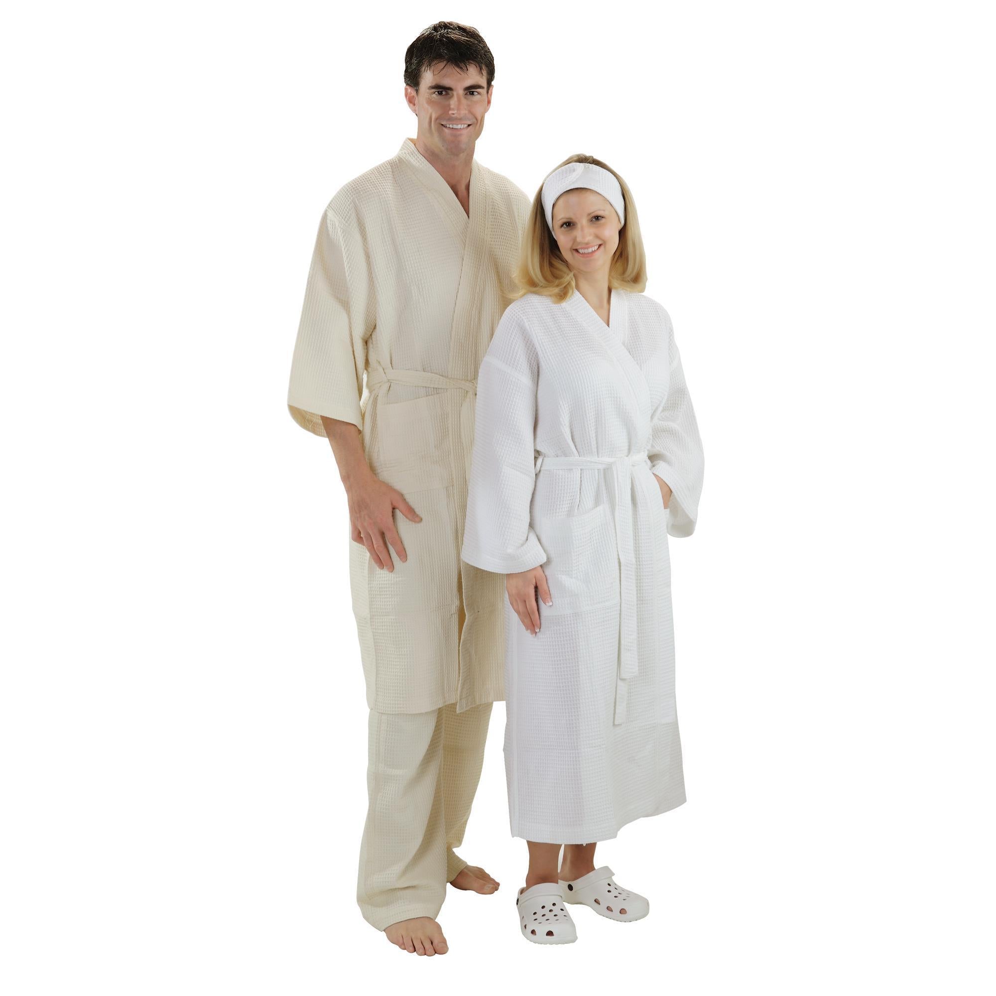 Boca Terry Waffle Weave Kimono Robe for Women - Soft Cotton Bathrobe with Belt - Perfect for Spa, Lounge & Home Relaxation