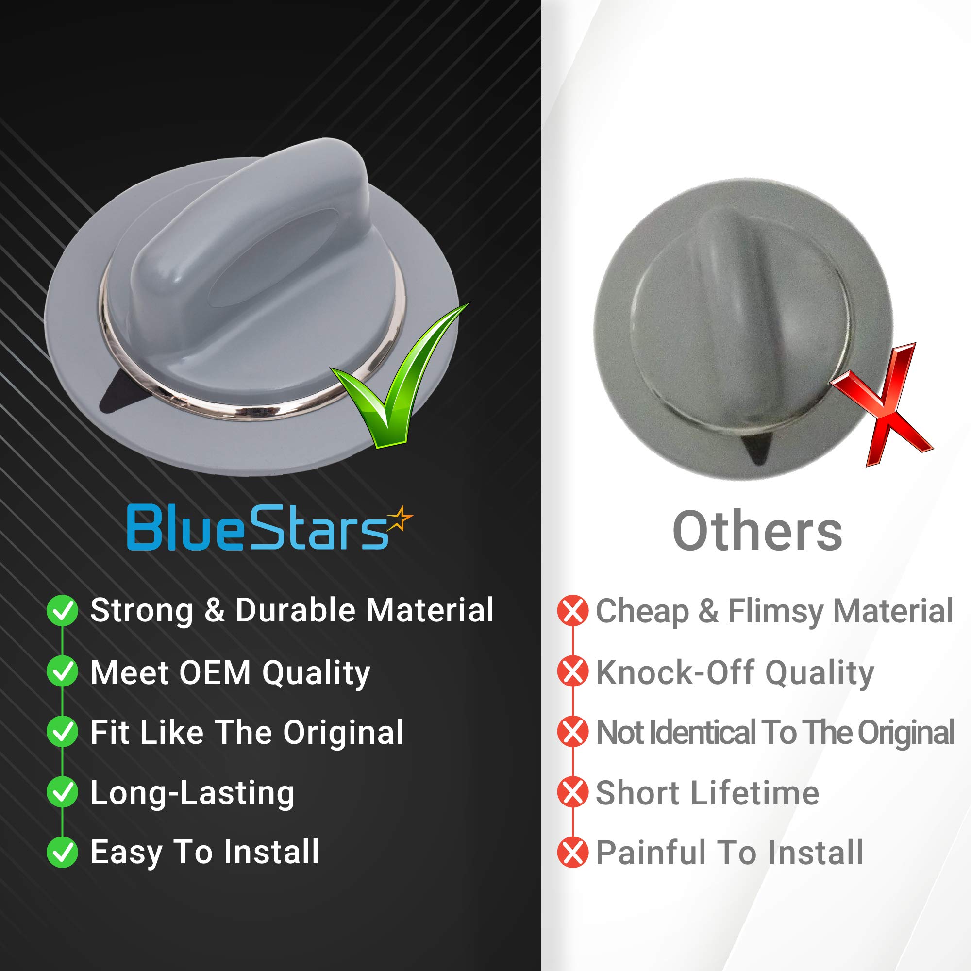 BlueStars WE1M964 Heavy Duty Dryer Timer Knob - Compatible with GE Dryers - Replaces Part Numbers 1811122, AP4980845, PS3487132 - 2-Pack - Perfect for GE Dryer Repairs & Maintenance