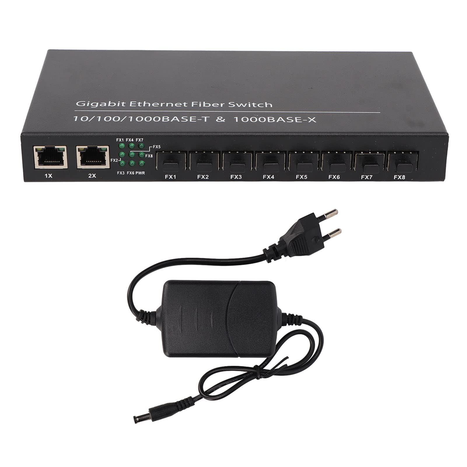 8-Port Gigabit Ethernet Fiber Switch with 2 RJ45 Ports & SFP Slots - 120km Transmission, High-Speed Fiber Media Converter for Efficient Networking | Ideal for Data Centers, Office Networks & Long-Distance Connectivity