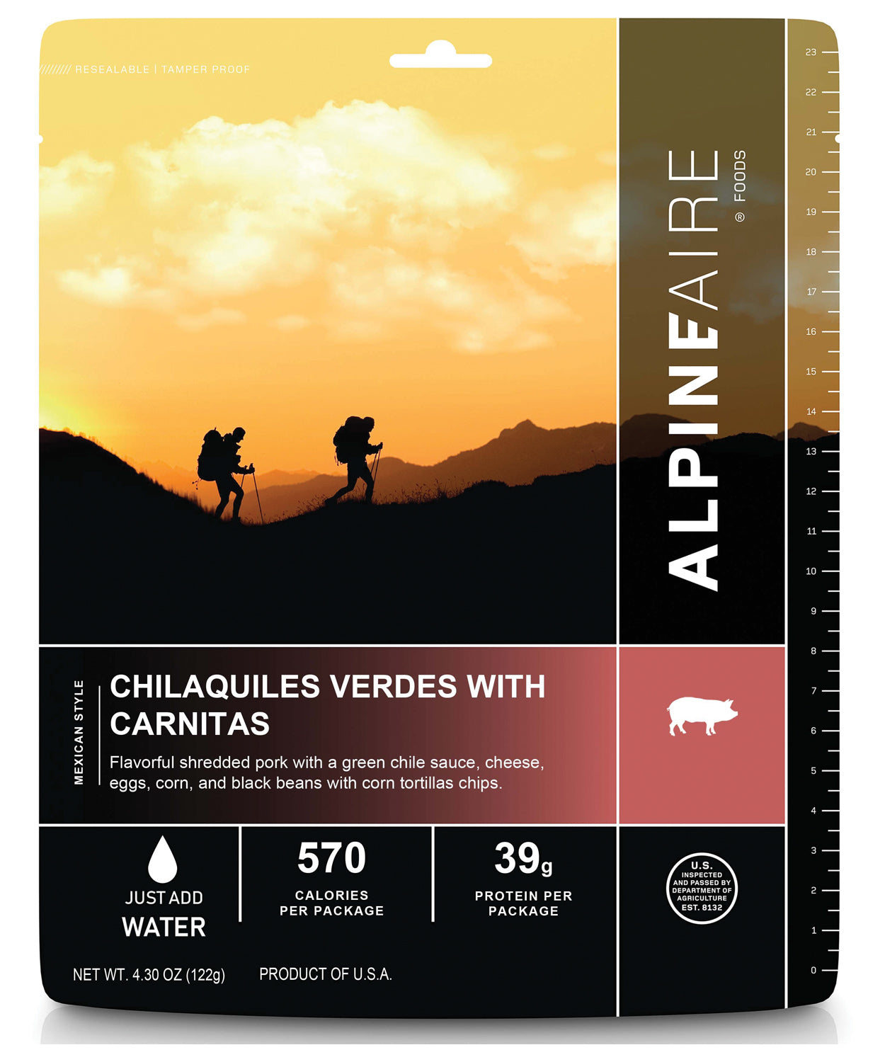 Alpine Aire Chilaquiles Verdes with Carnitas - Freeze-Dried Mexican Meal for Camping, Hiking & Backpacking | Lightweight & Easy to Prepare Outdoor Food