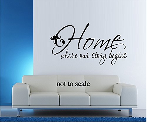 Home Where Our Story Begins Vinyl Wall Decal - Inspirational Home Decor Lettering for Living Room, Nursery & Bedroom