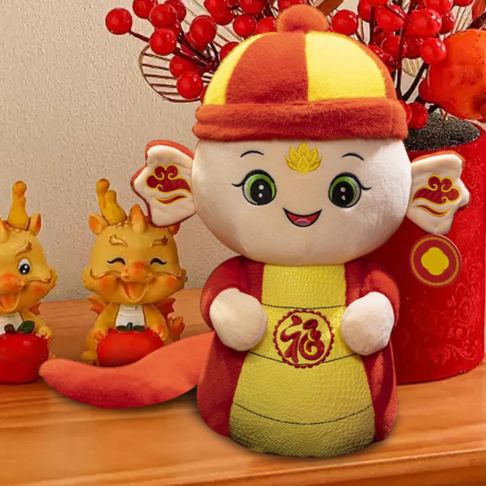 Soft Plush Snake Stuffed Animal Toy - Chinese Zodiac Year of the Snake 2025, 3D Realistic Snake Doll for Spring Festival Decor, Gifts & Kids Cuddling