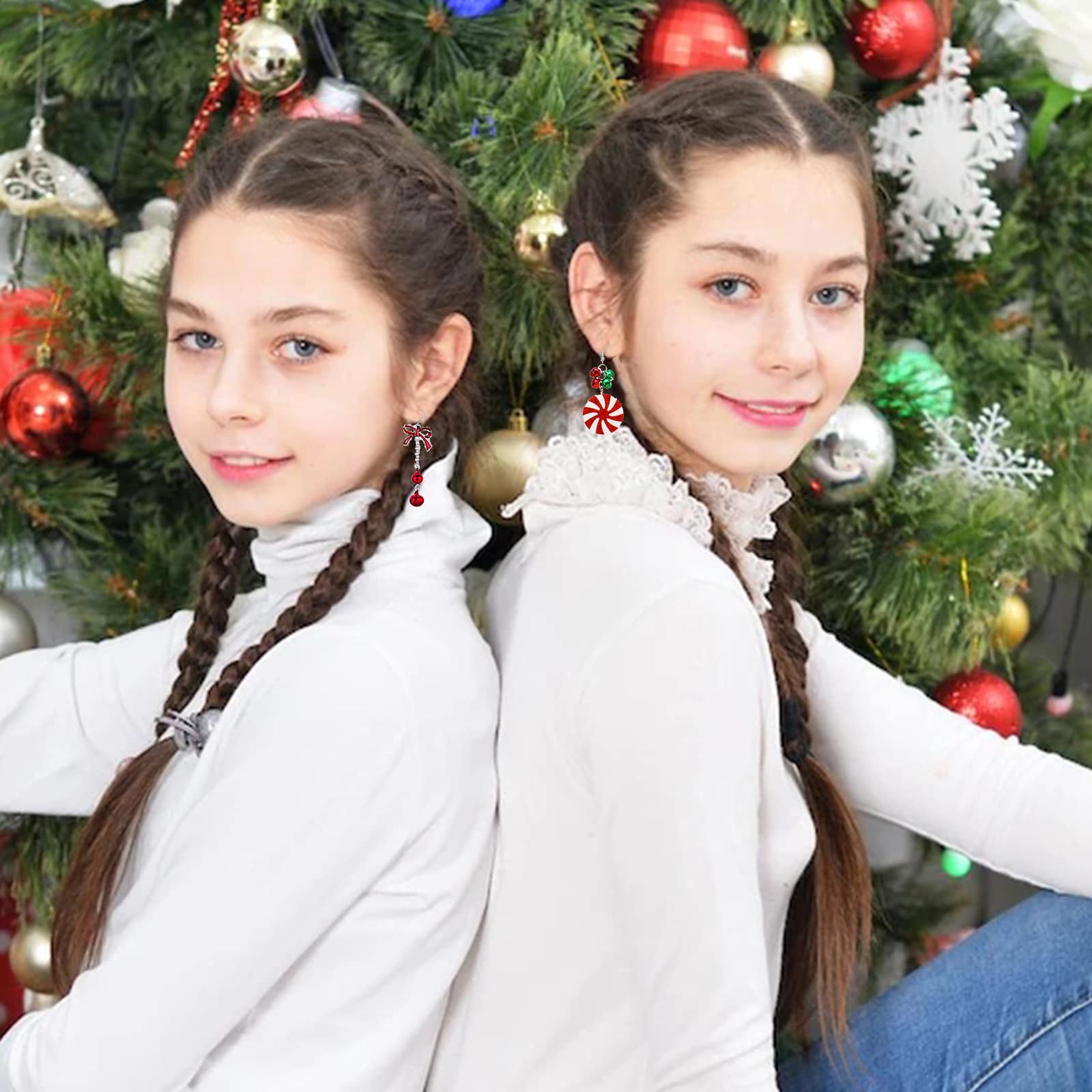 Festive Christmas Earrings for Women - Elegant Bow, Bell, Tree, Snowman & Santa Dangle Jewelry - Perfect Holiday Gift & Stocking Stuffer - Trendy Winter Party Accessories for Christmas Celebrations, Office Parties & Family Gatherings
