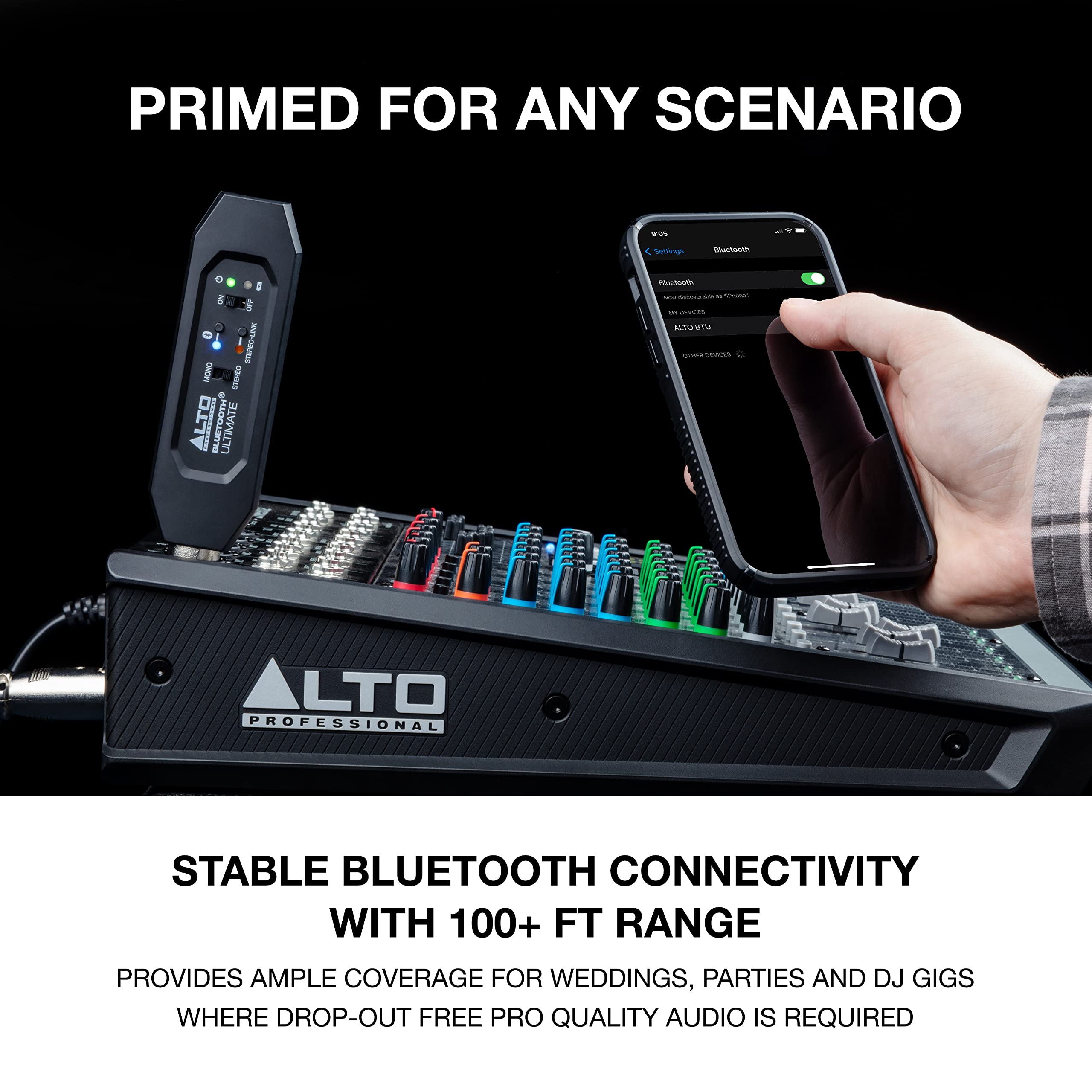 Alto Professional Bluetooth Ultimate XLR Rechargeable Stereo Bluetooth Receiver - Wireless Audio Adapter for Mixing Desks, PA Systems & Studio Equipment | Perfect for Live Performances, DJ Setups & Professional Audio Streaming