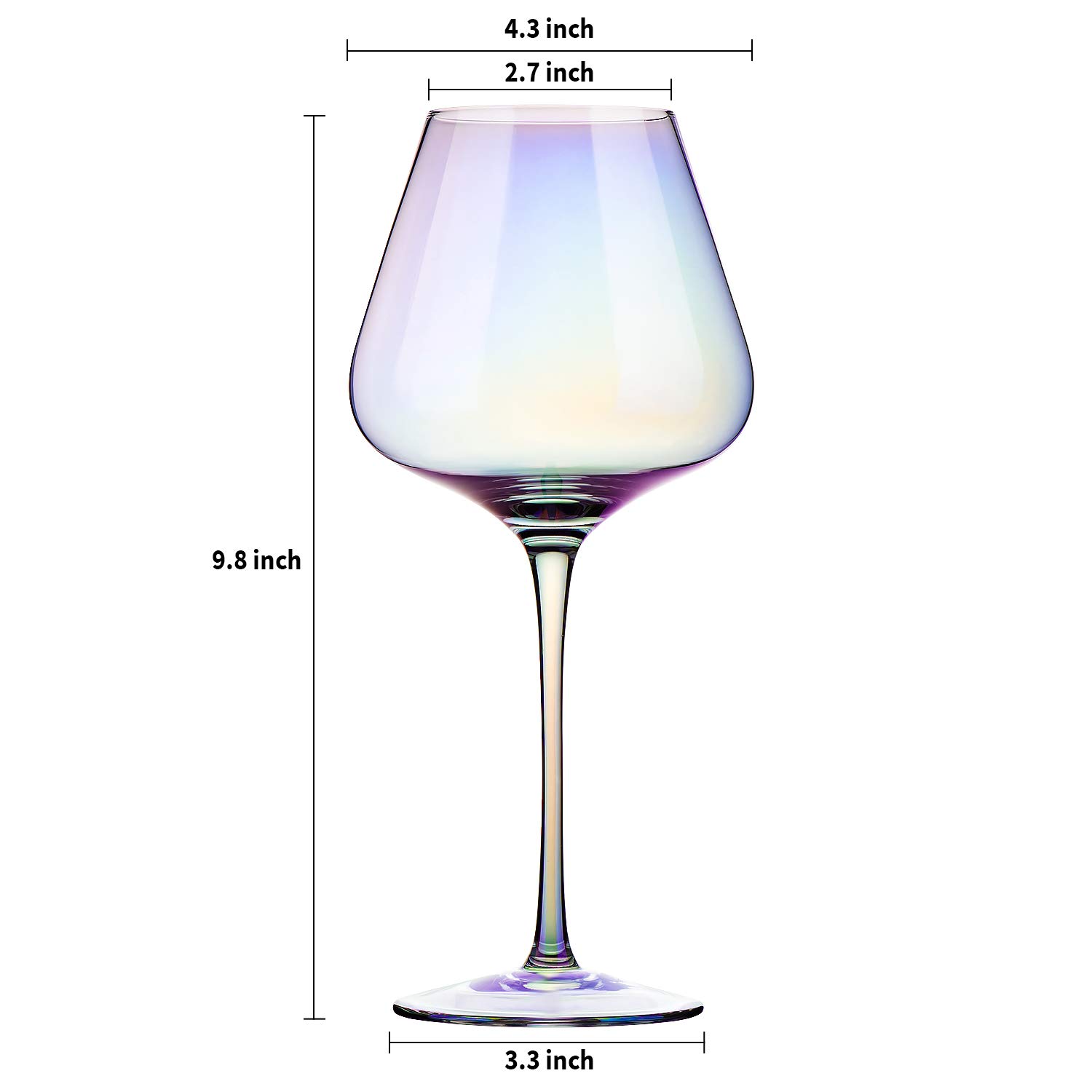 Premium 23 oz Crystal Red Wine Glasses Set of 2 - Elegant Long Stem Wine Tasting Glasses with Large Bowl, Perfect for Anniversary, Wedding & Birthday Gifts - Iridescent Glassware for Romantic Dinners & Special Occasions