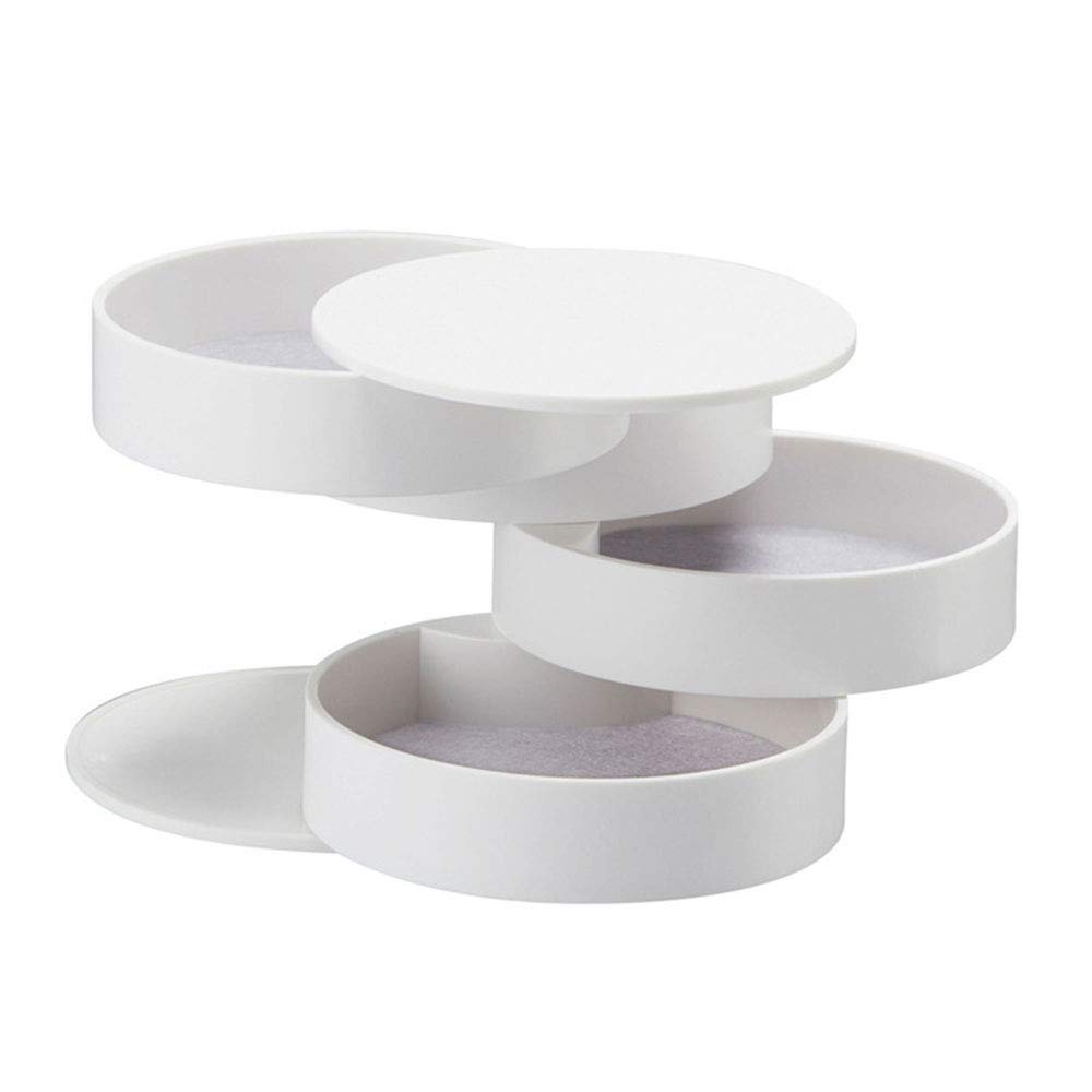 Nordic Creative Multi-Layer Rotatable Jewelry Organizer Box - Jewelry Holder Case for Rings, Necklaces, Bracelets & Watches | Perfect for Bedroom Vanity, Travel & Gift Giving (White)