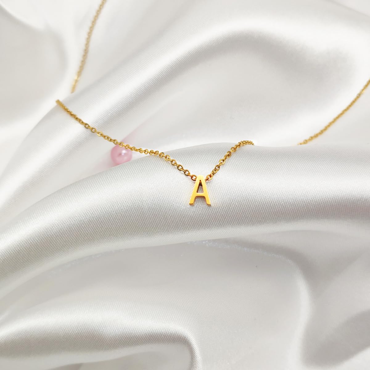 18K Gold Plated Small Initial Necklace - Stainless Steel Tiny Letter Monogram Name Necklace for Women - Perfect for Gifts, Anniversaries, and Everyday Wear