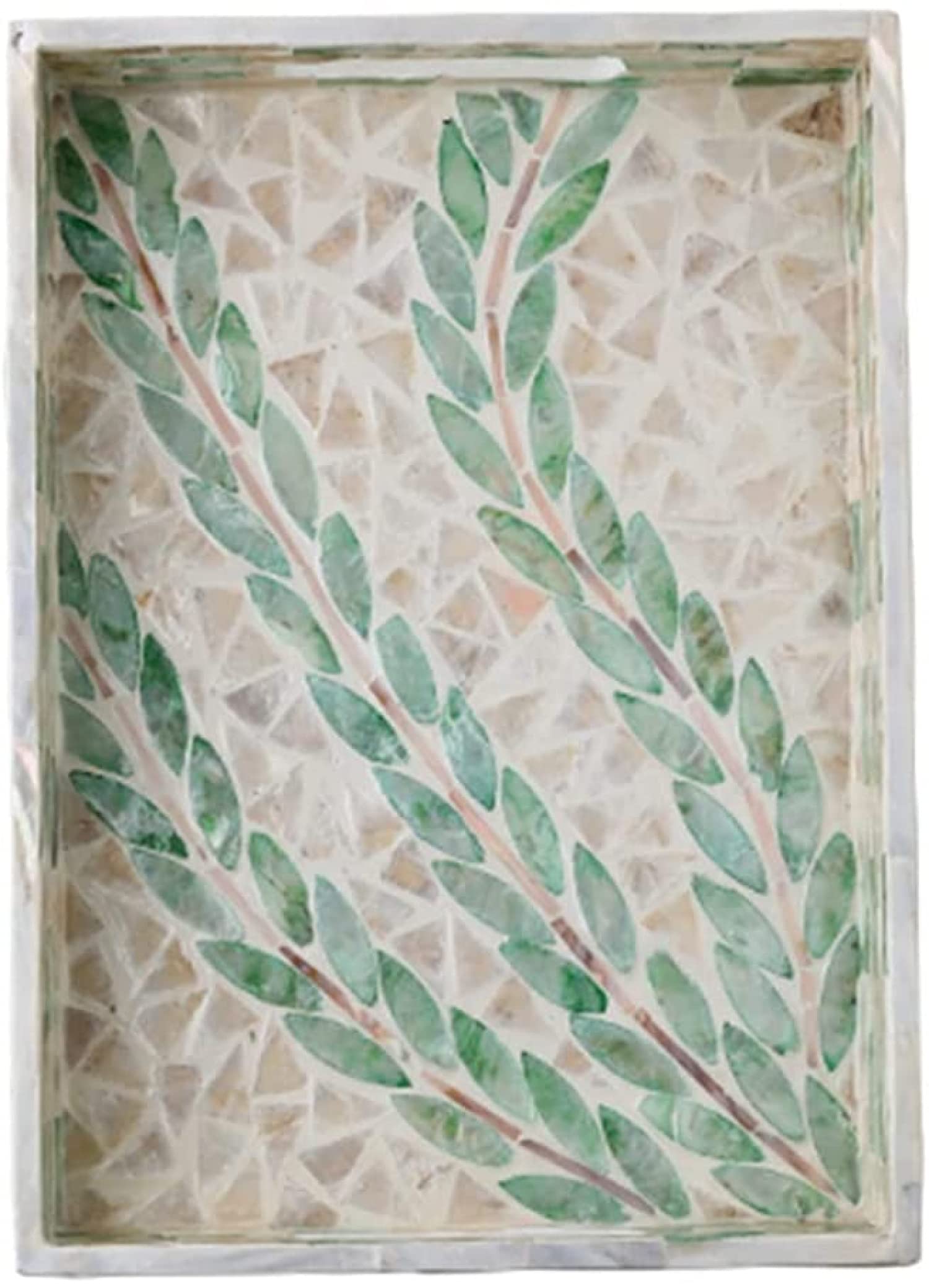 Handmade Shell Decorative Serving Tray - Rectangle Coffee Table Tray for Living Room & Kitchen | Mavoorick Household Tea & Coffee Serving Tray | Perfect for Entertaining, Breakfast in Bed, and Home Decor