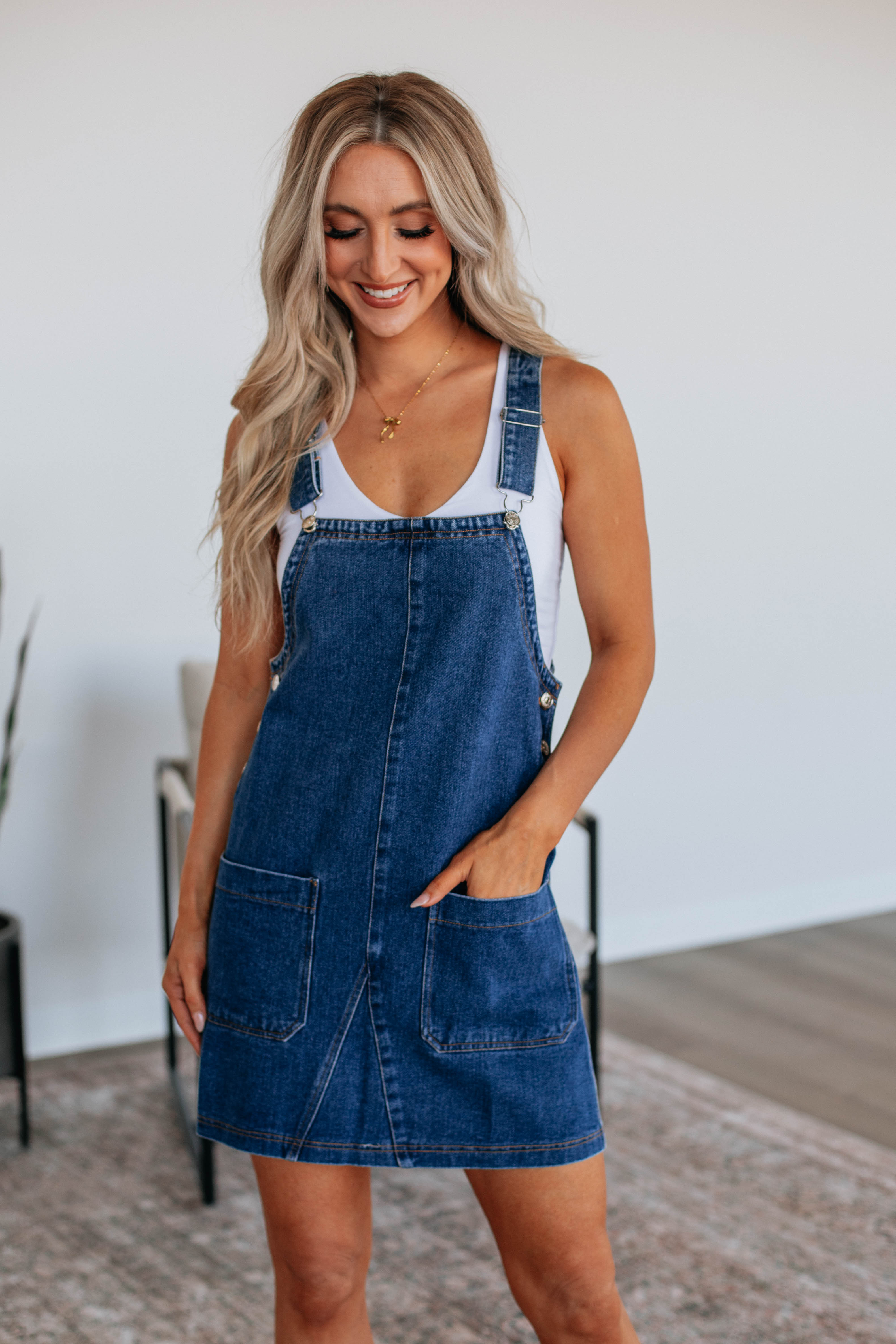 Nila Denim Overall Dress for Women - Dark Wash Vintage Style Jumpsuit - Perfect for Casual Outfits, Streetwear & Everyday Wear