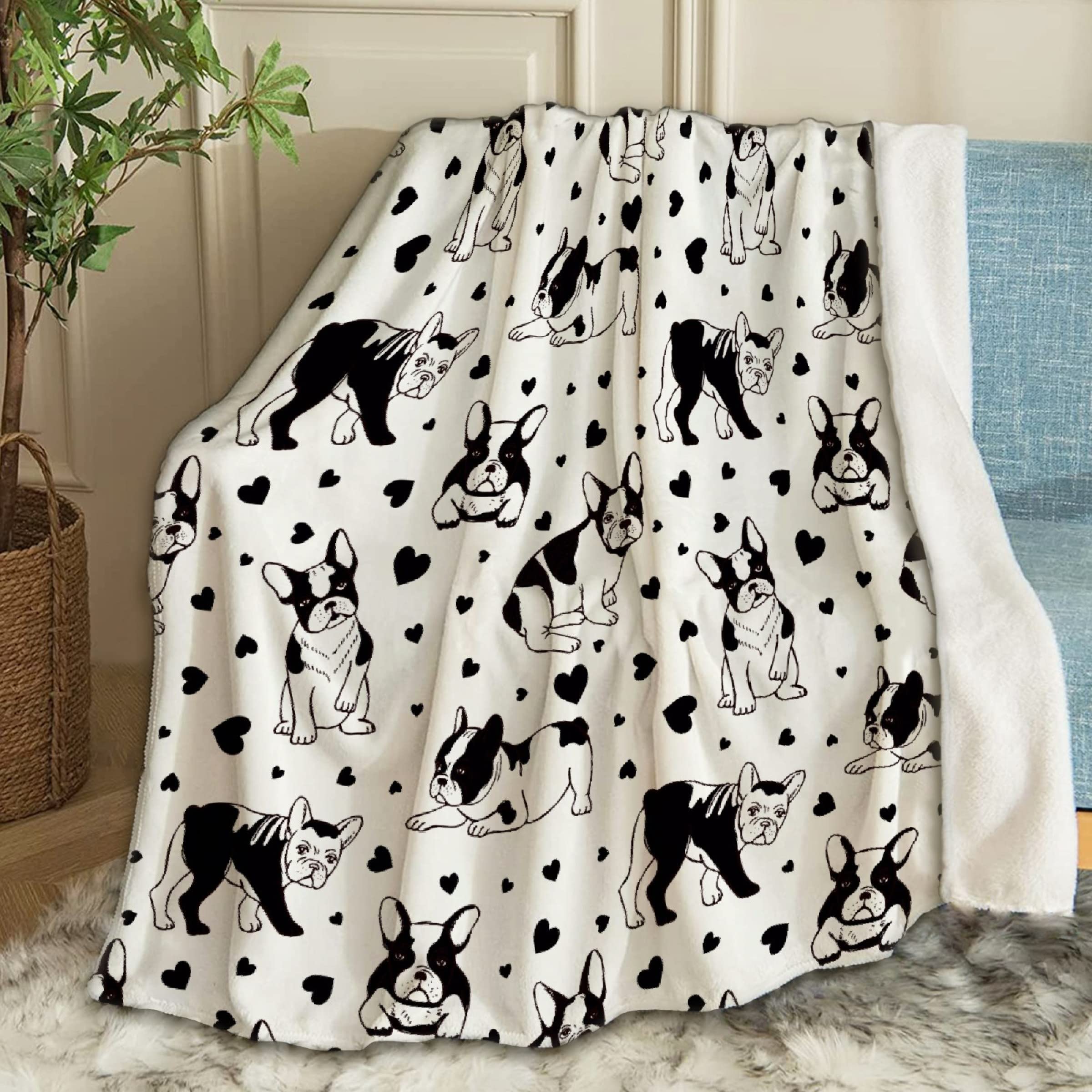 French Bulldog Anime Fleece Blanket - Super Soft Dog Pattern Throw for Boys & Girls - 80