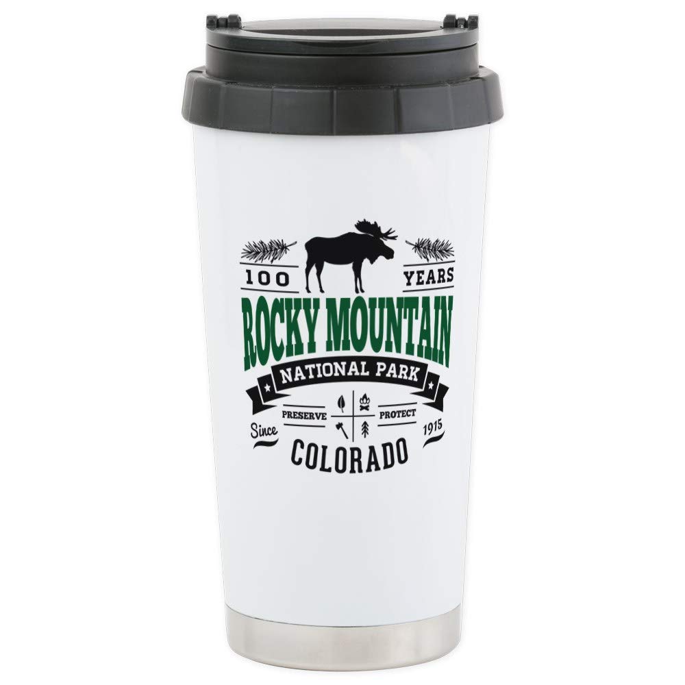Vintage Rocky Mountain Stainless Steel Travel Mug - 16 oz Insulated Coffee Tumbler for Hot & Cold Drinks - Perfect for Camping, Hiking and Outdoor Adventures