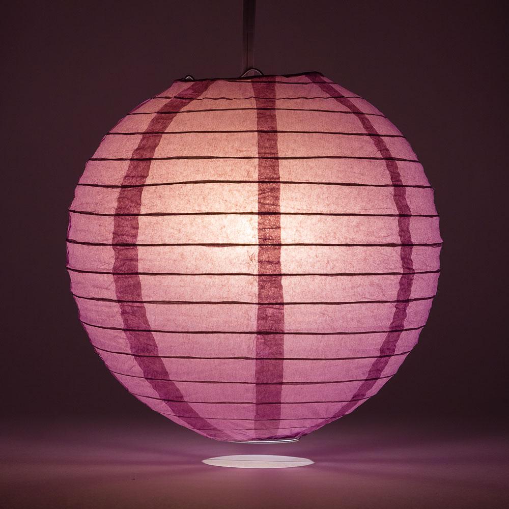 16 Inch Violet/Orchid Parallel Ribbing Round Paper Lantern - Perfect for Wedding Decor, Party Lighting & Asian Festival Decorations