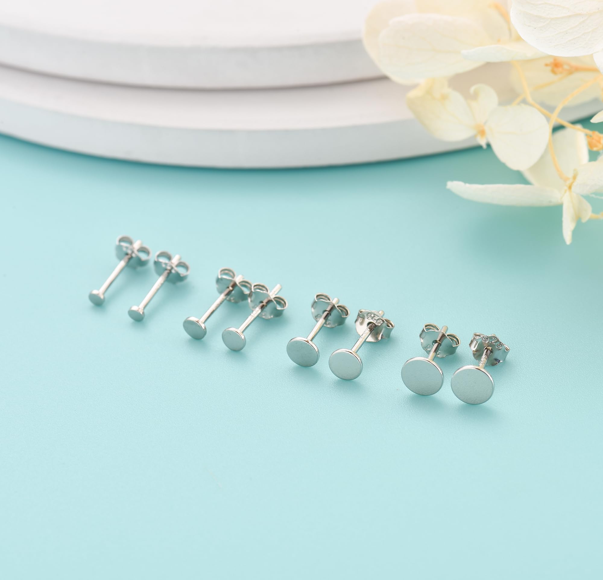 925 Sterling Silver Dot Stud Earrings - Hypoallergenic Tiny Round Flat Disc Earrings for Cartilage & Tragus Piercing (2mm 3mm 4mm 5mm) | Minimalist Jewelry Gift for Women & Men | Perfect for Everyday Wear, Special Occasions & Piercing Healing