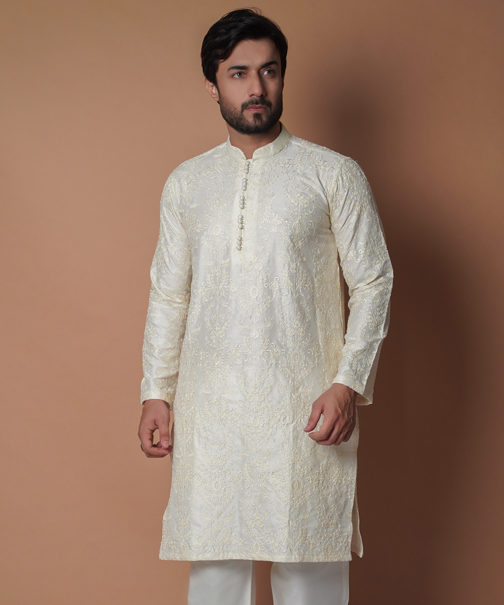 Elegant Chikankari Kurta & Pyjama Pants Set for Women - Handcrafted Indian Ethnic Wear for Festivals, Weddings & Casual Outings