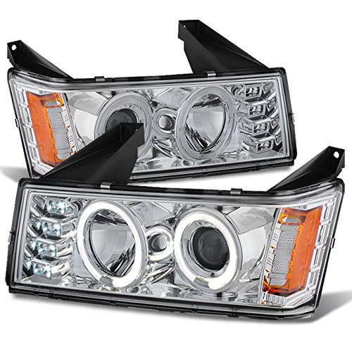 AKKON Chrome Clear Dual Halo Ring Projector Headlights for Chevy Colorado & GMC Canyon Pickup Trucks - Enhanced Night Visibility & Stylish Upgrade for Off-Roading & Daily Commute
