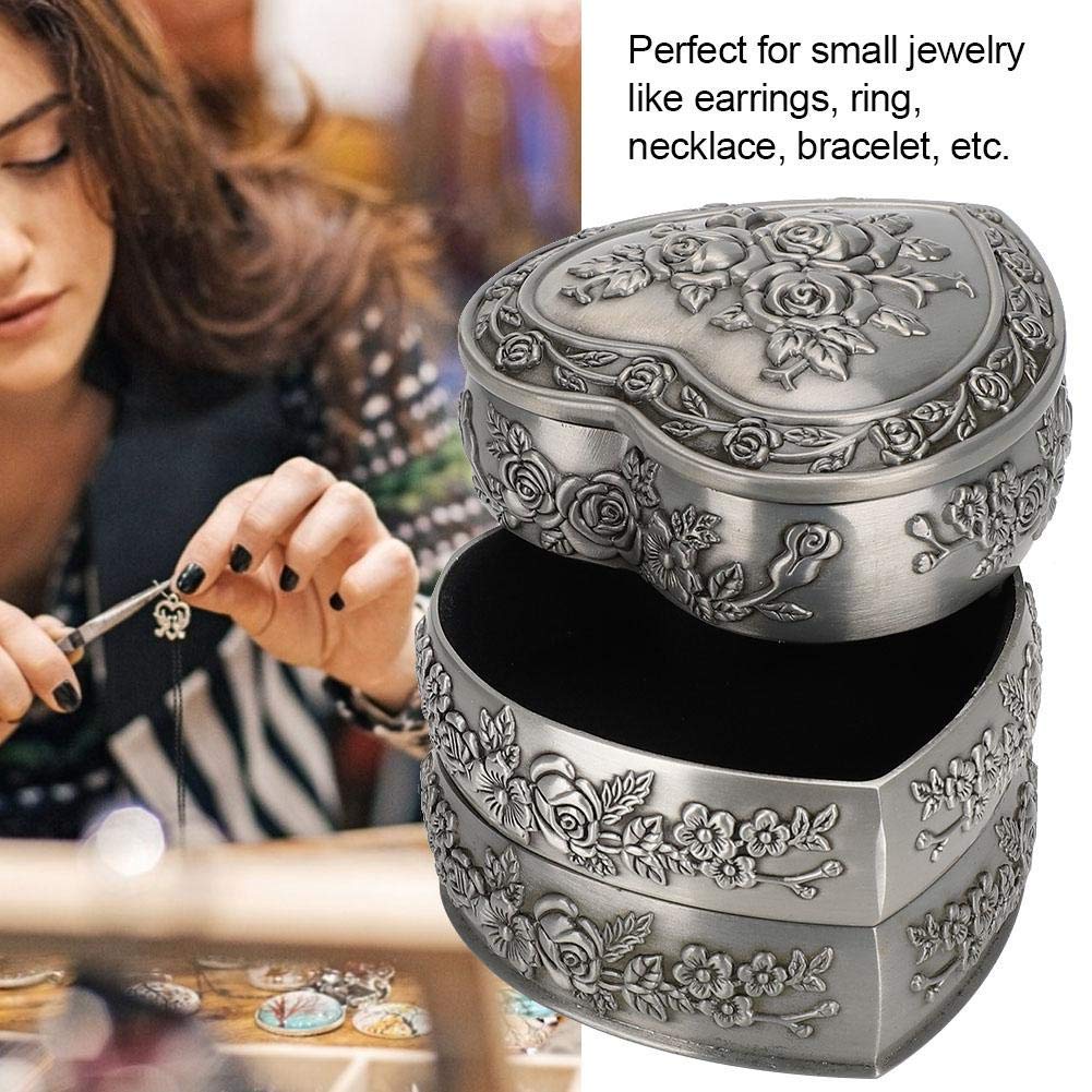 Antique European Style Heart-Shaped Jewelry Box Organizer - 4-Layer Ring & Jewelry Storage Case with Retro Decorative Design | Perfect for Display, Travel & Gift Giving