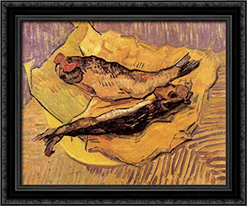 Vincent van Gogh Yellow Paper Bloater Canvas Art - 24x20 Black Ornate Wood Framed Wall Decor for Living Room, Bedroom & Office