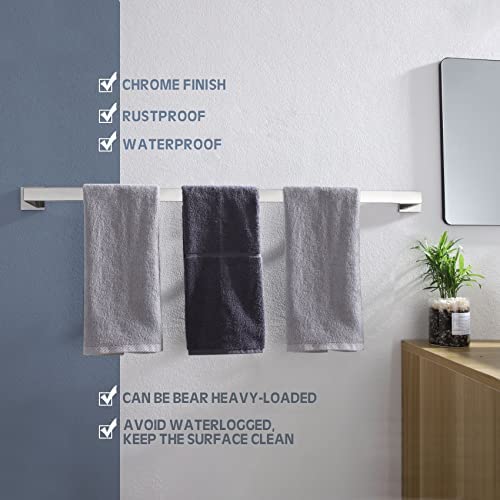 36-Inch Stainless Steel Towel Bar - Modern Bathroom Towel Holder & Coat Hook - Wall Mounted SUS 304 Polished Chrome - Perfect for Bathrooms, Bedrooms & Entryways - KOKOSIRI B05A3-CH-L36