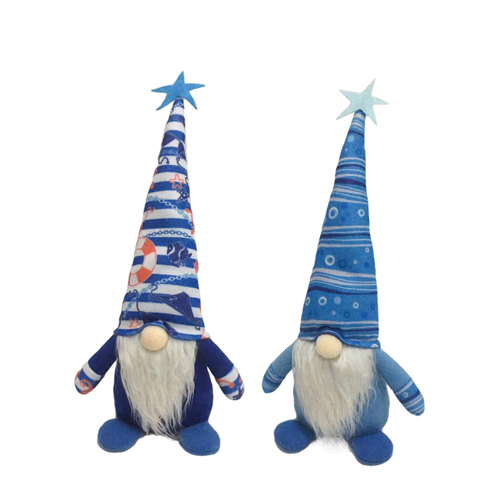 Lucky Ocean Gnome Plush Decorations (2-Pack) - Blue Nautical Gnomes for Home, Birthday Party & Holiday Decor - Perfect for Beach Themed Events, Baby Showers & Coastal Living Room Decor